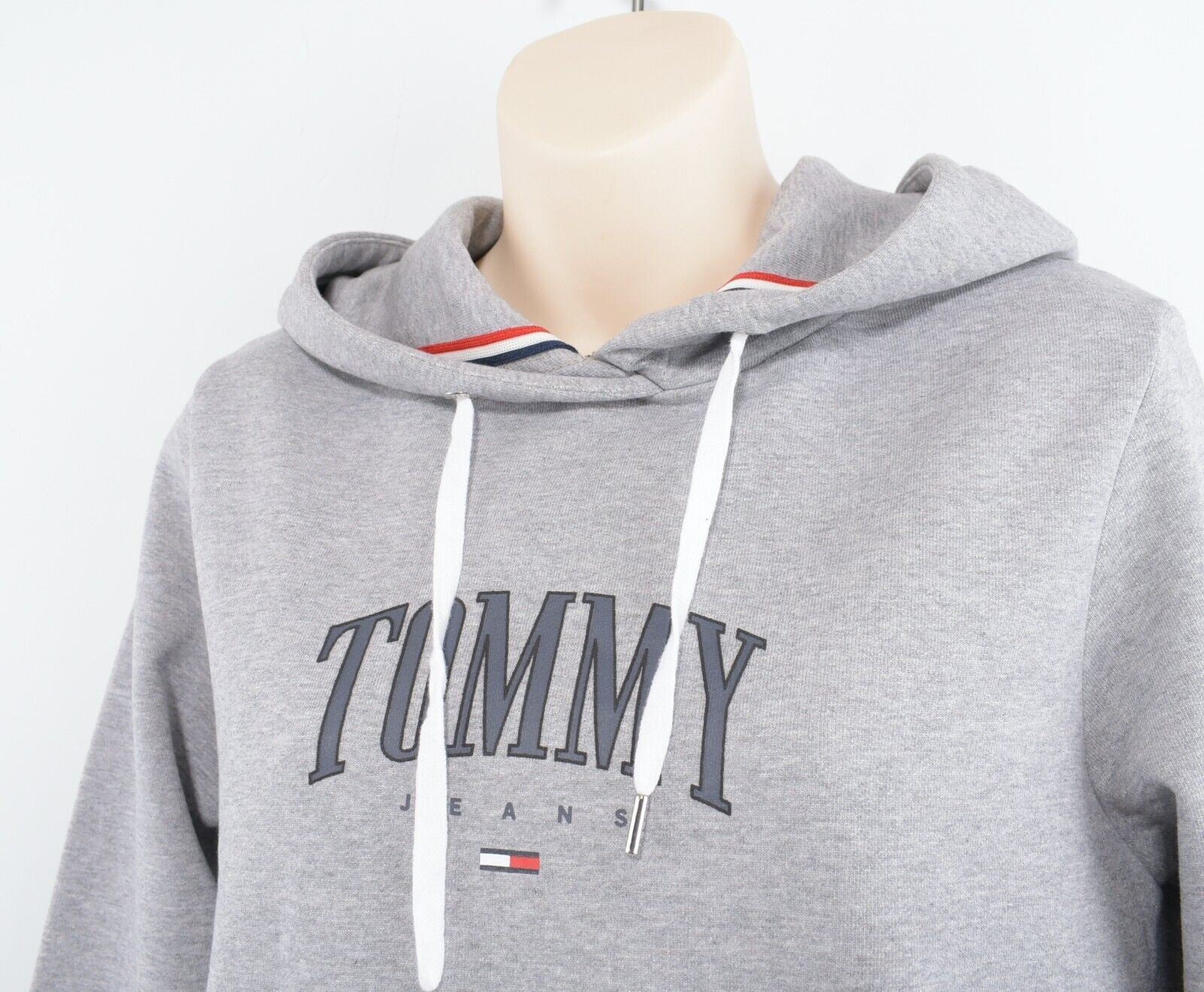 TOMMY HILFIGER Women's Logo Hoodie, Hooded Sweatshirt, Grey Heather, size XS