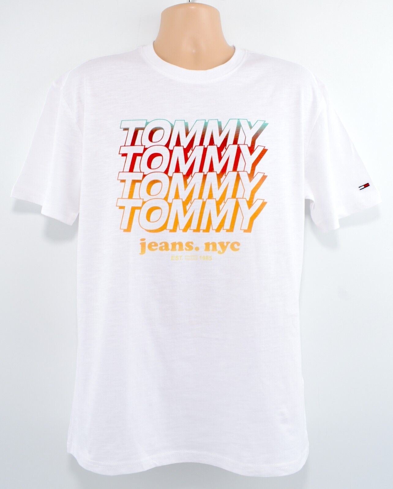 TOMMY JEANS by TOMMY HILFIGER Men's Repeat Logo Tee T-shirt, White, size M