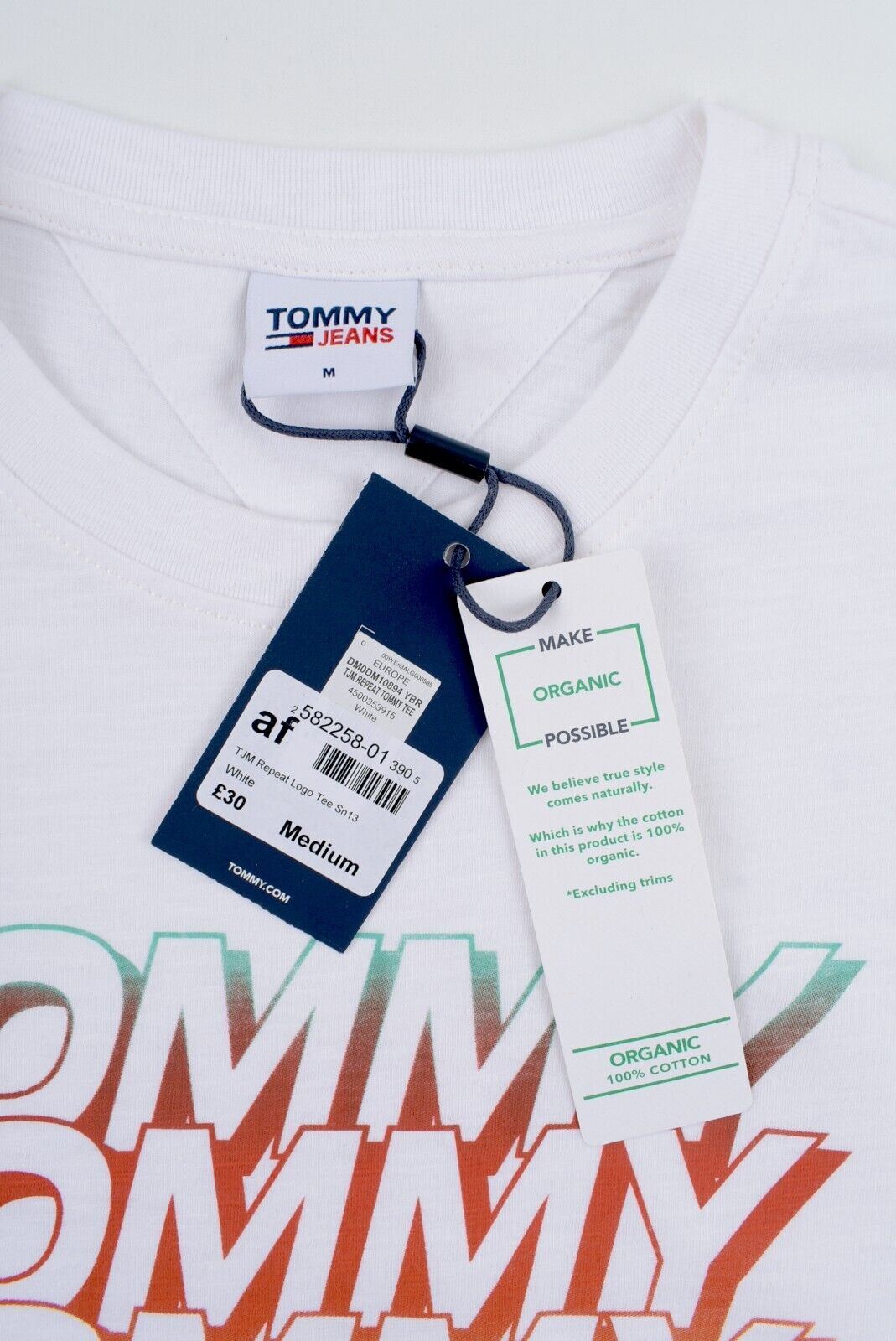 TOMMY JEANS by TOMMY HILFIGER Men's Repeat Logo Tee T-shirt, White, size M