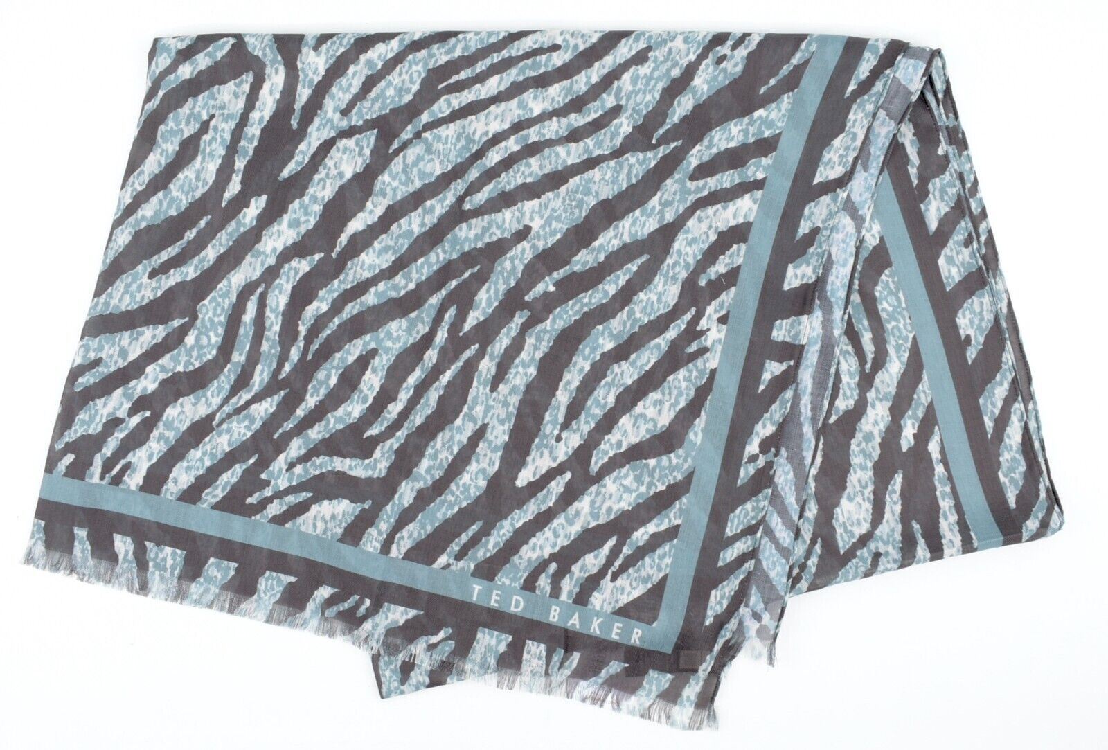 TED BAKER Women's Buttermilk Zebra Detail Woven Wide Scarf, Olive Green
