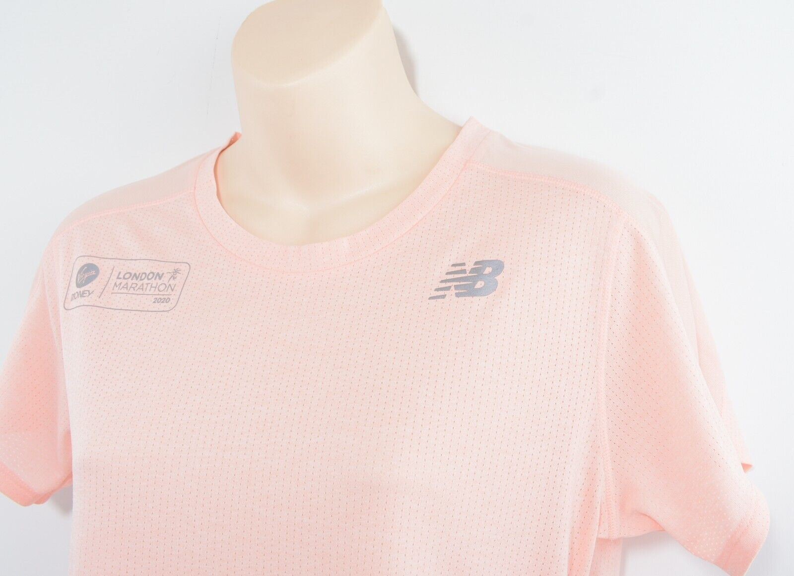 NEW BALANCE Women's LONDON MARATHON Impact Run T-shirt, Light Rose Pink, size S