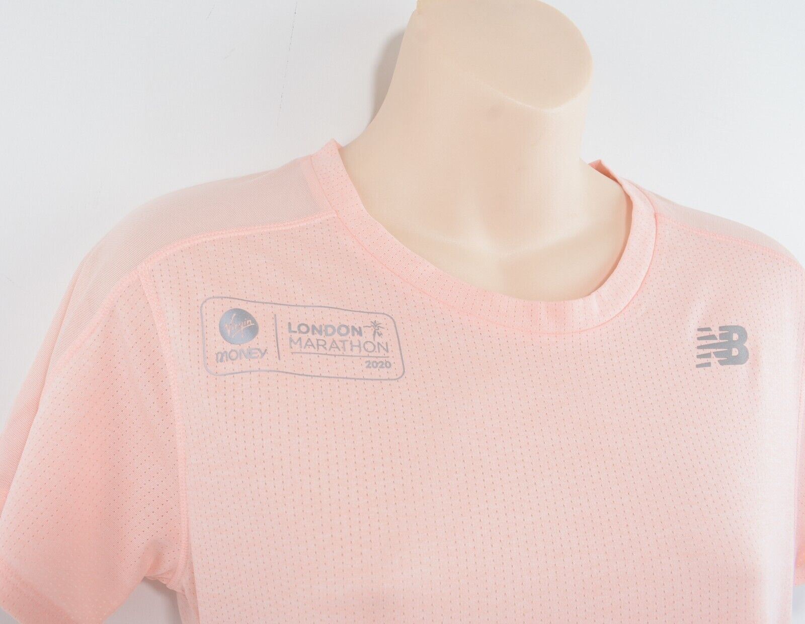 NEW BALANCE Women's LONDON MARATHON Impact Run T-shirt, Light Rose Pink, size S
