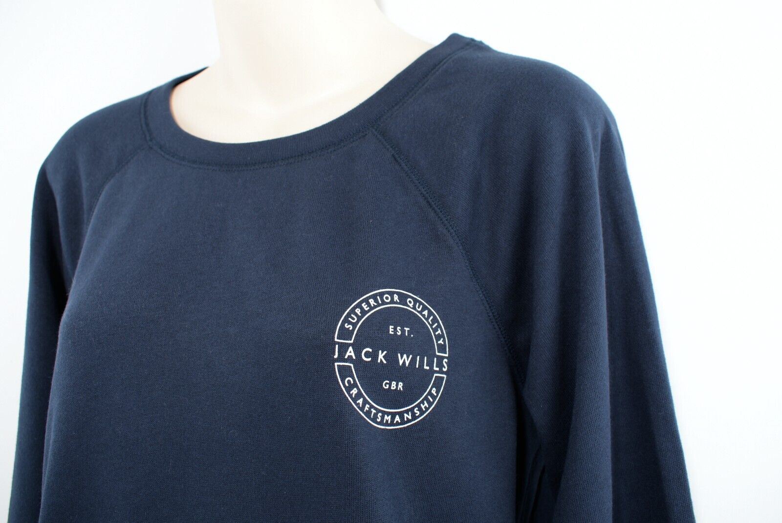 JACK WILLS Womens COLBY Sweatshirt, Navy Blue, size L / UK 14