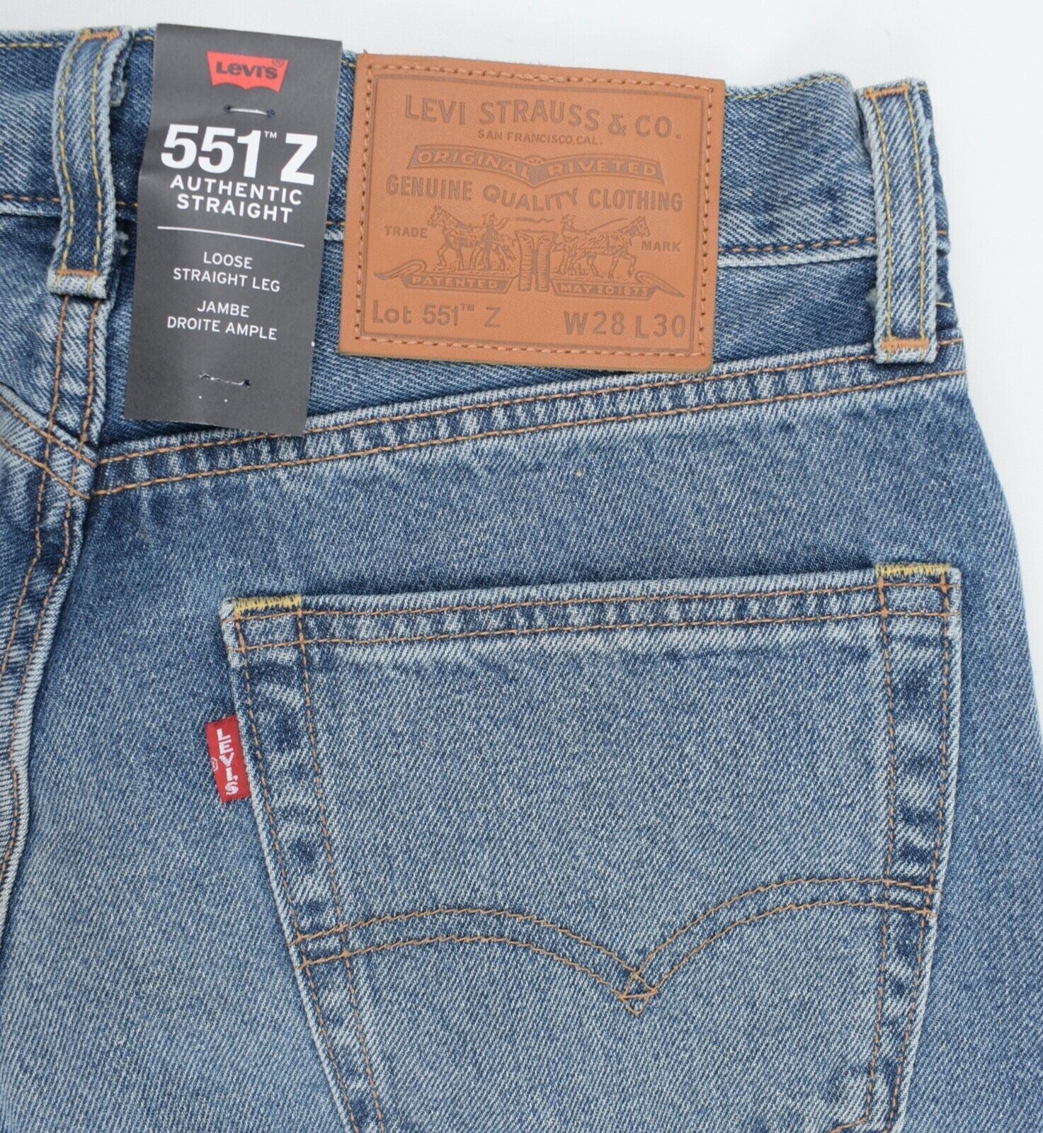 LEVI'S Mens 551z Loose Straight Leg Retro Look Jeans, Blue, size W28 S