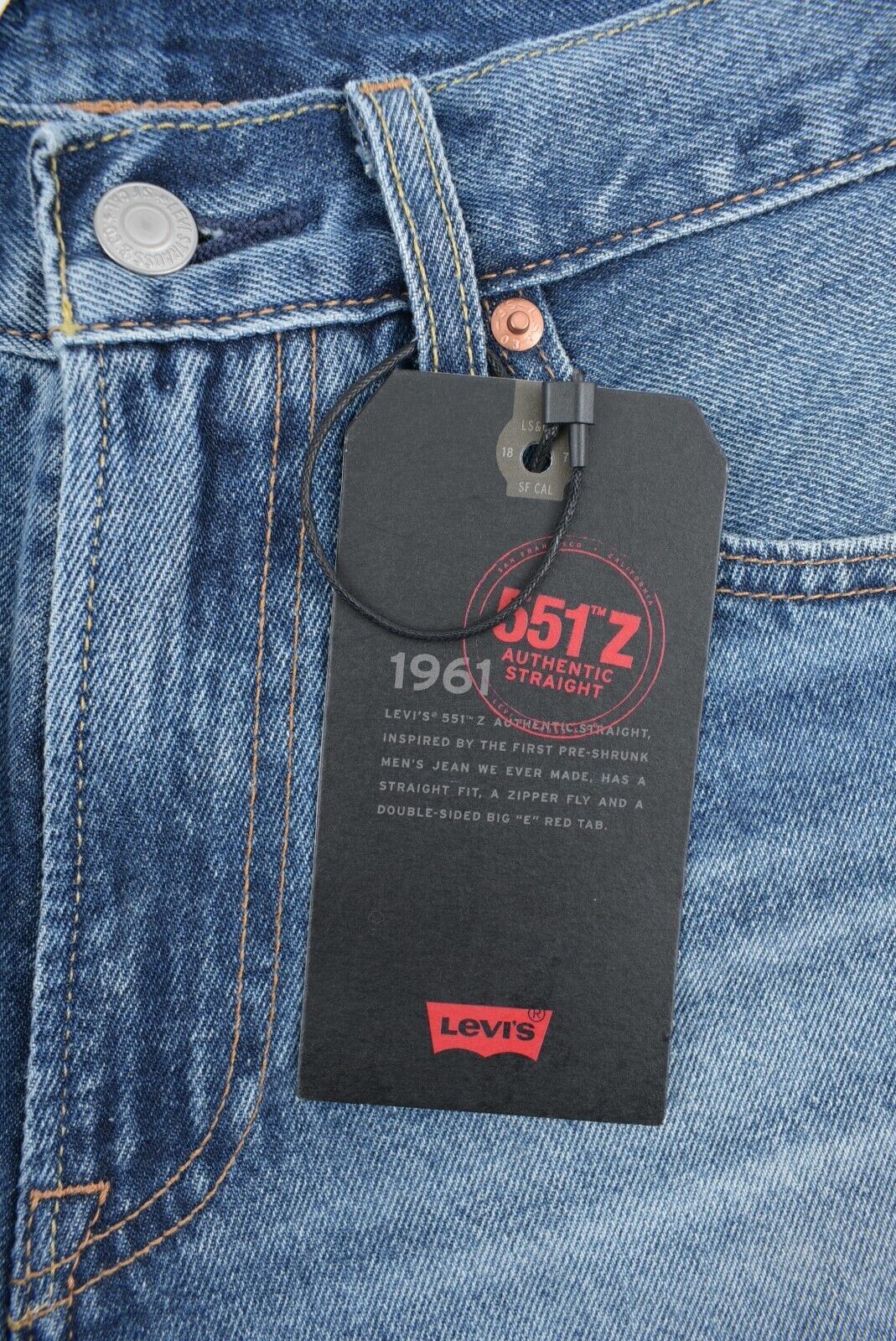 LEVI'S Mens 551z Loose Straight Leg Retro Look Jeans, Blue, size W28 S