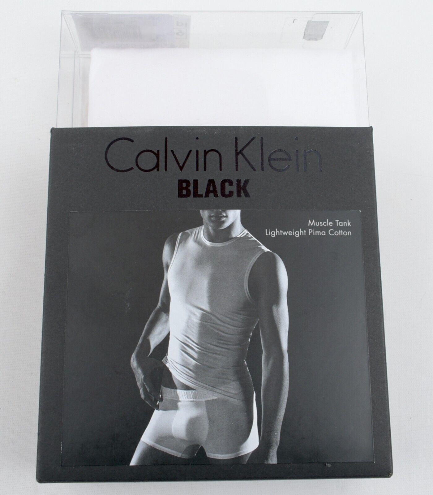 CALVIN KLEIN BLACK Men's Pima Cotton Muscle Tank Top, White, size L - BOXED