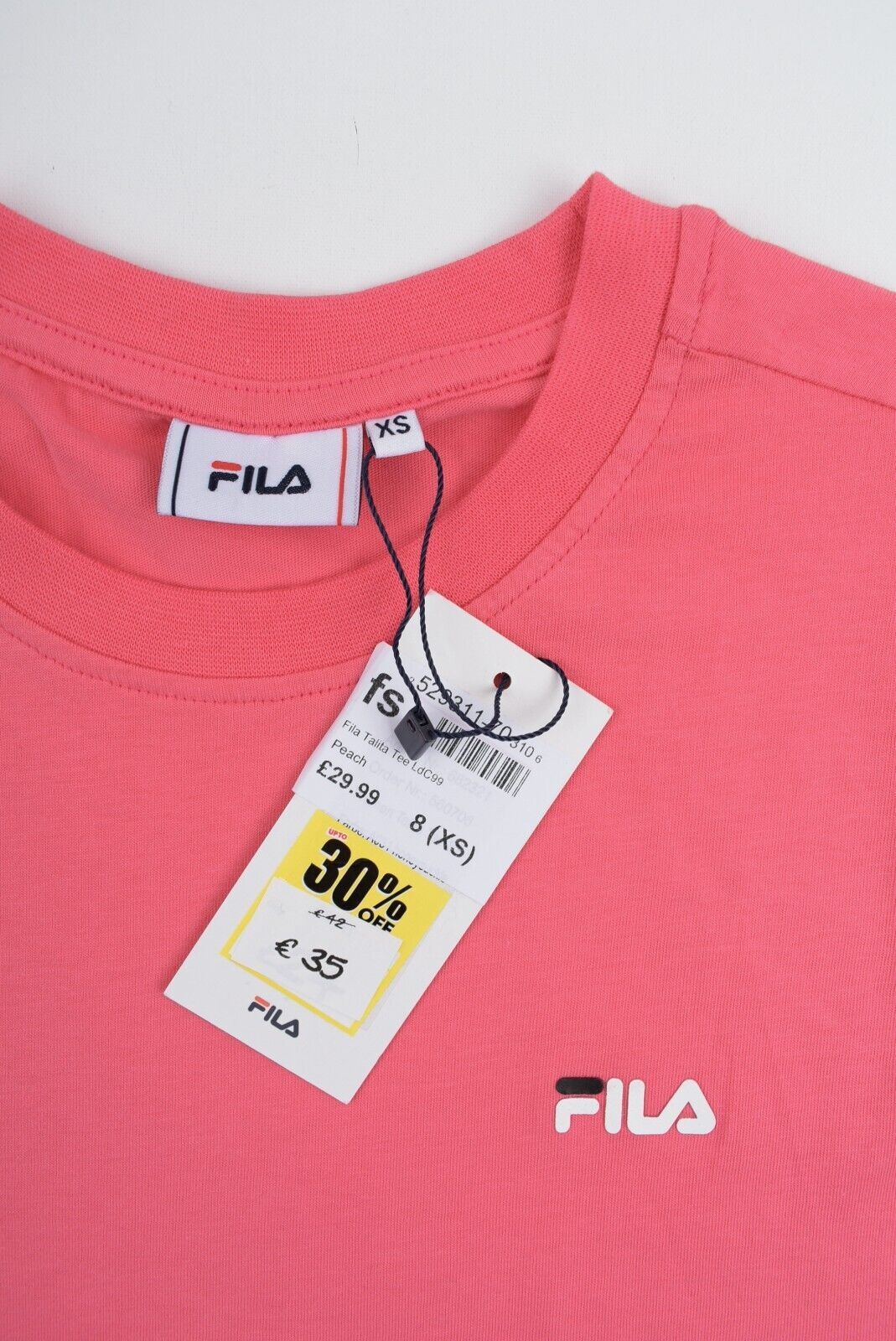 FILA Women's TALITA Short Sleeve Side Tape T-shirt, Pink, size XS / UK 8