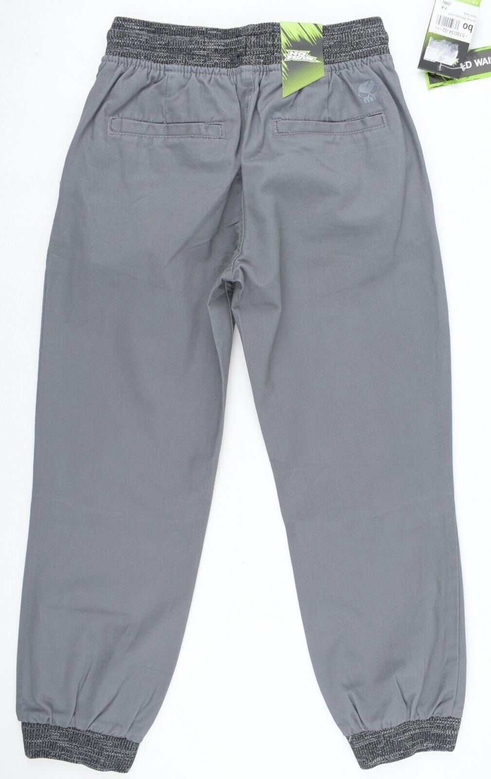 NO FEAR Boys Ribbed Waist Cuffed Leg Chino Pants, Solid Grey, size 7-8 years