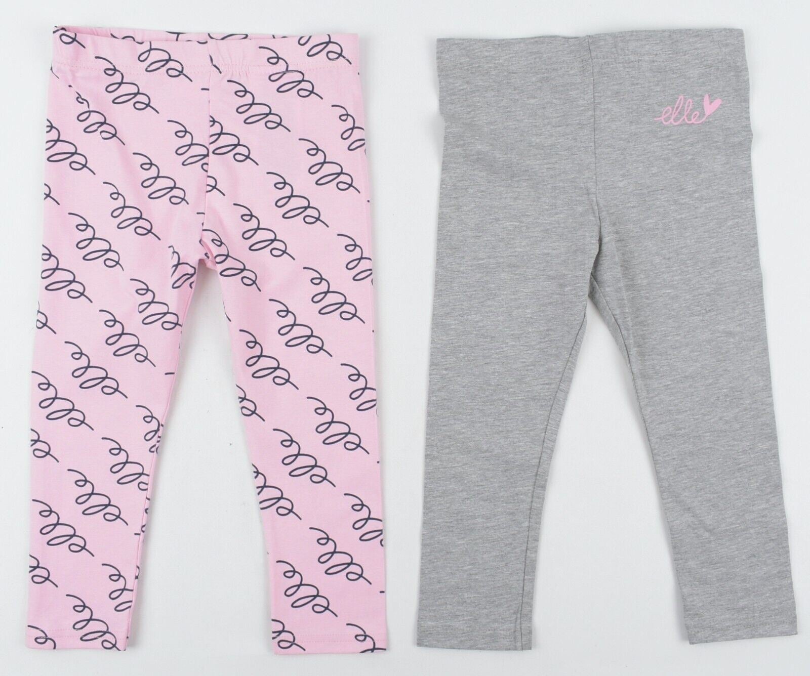 ELLE Girls Toddlers 2-pack Cotton Leggings, Pink/Grey, size 36 months