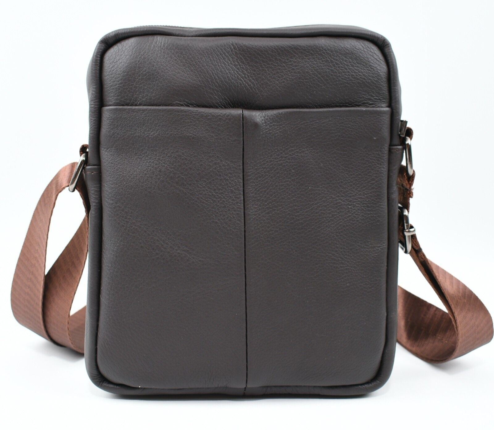 Mens Genuine Leather Small Crossbody Bag Messenger Coffee Brown