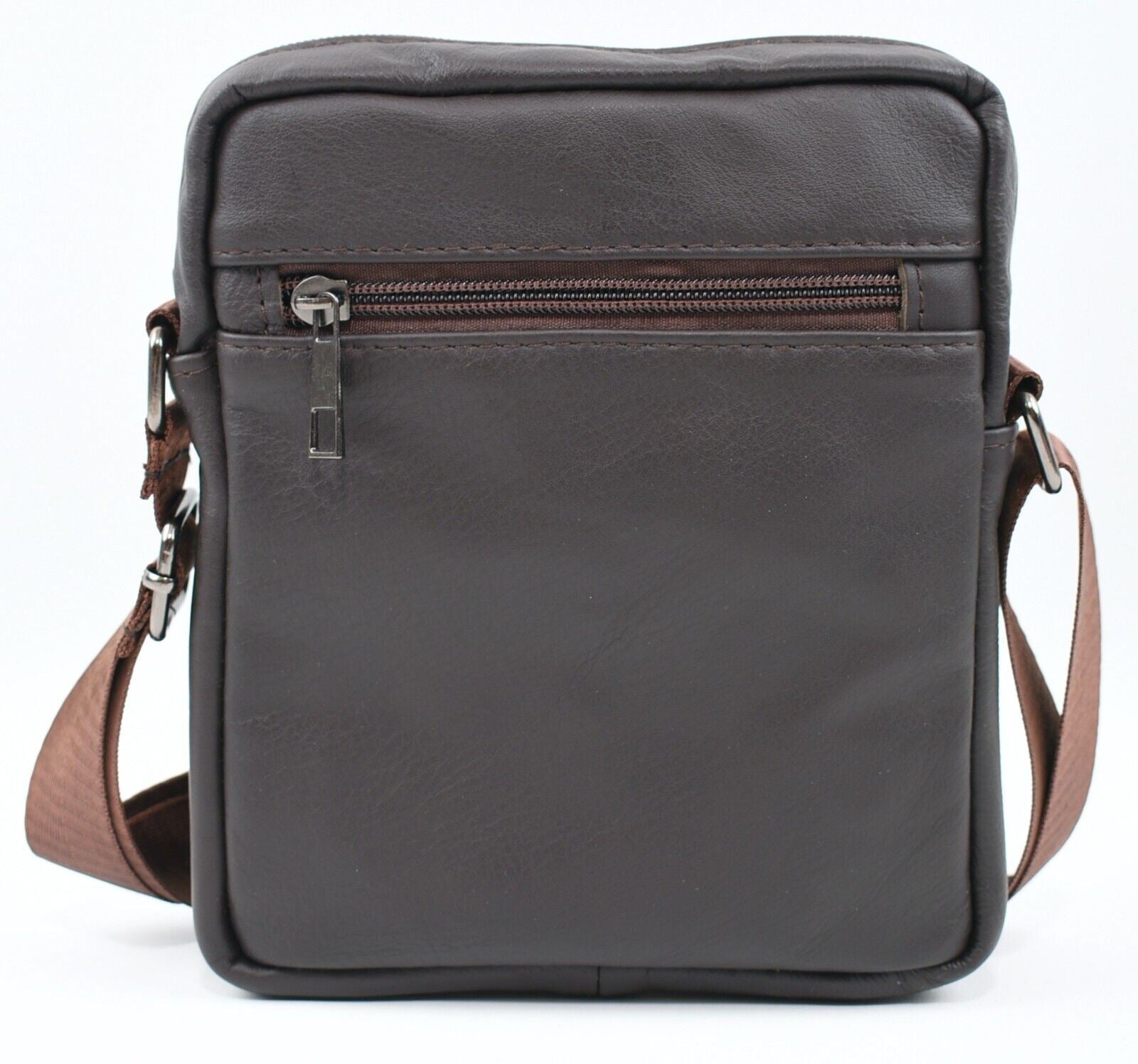 Mens Genuine Leather Small Crossbody Bag Messenger Coffee Brown