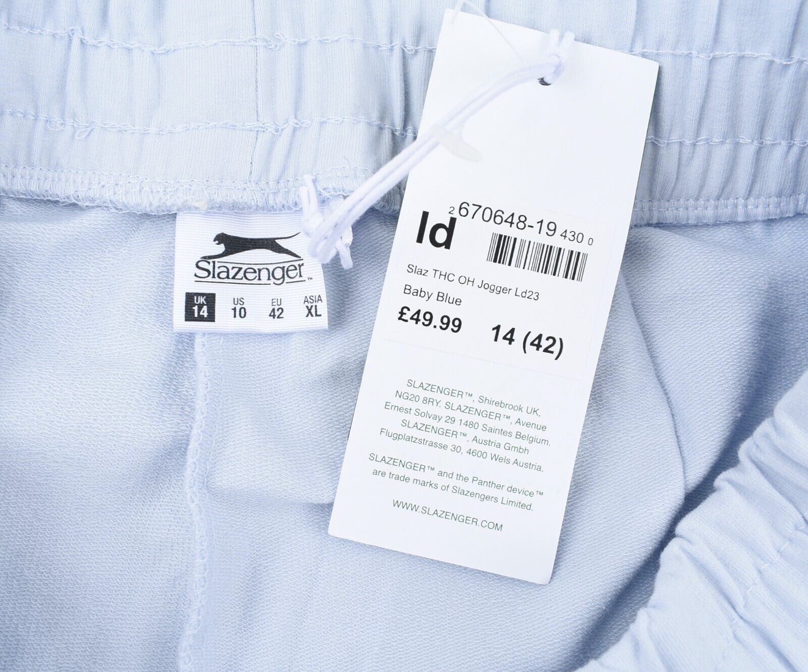 SLAZENGER Womens Tennis Health Club Cotton Joggers, Baby Blue, size UK 14