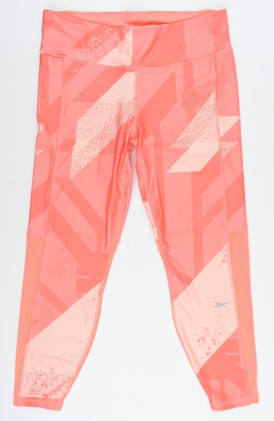 REEBOK Womens RUN Essential All Over Print 7/8 Leggings, Orange, size LARGE