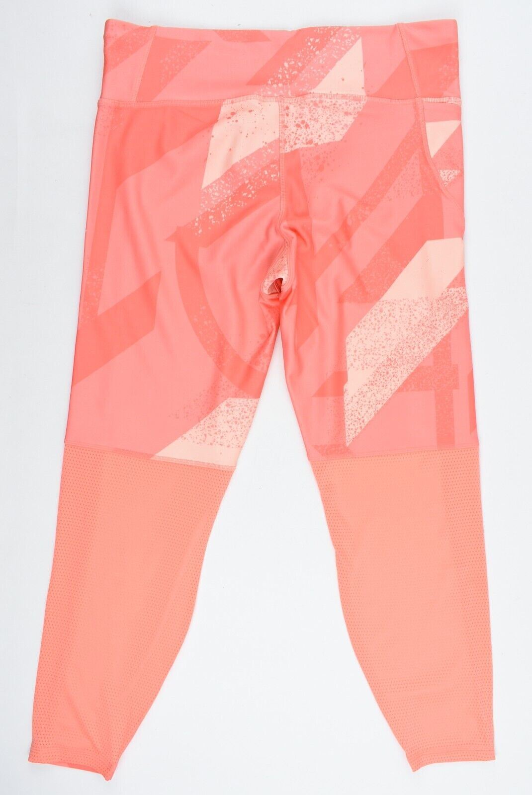 REEBOK Womens RUN Essential All Over Print 7/8 Leggings, Orange, size LARGE