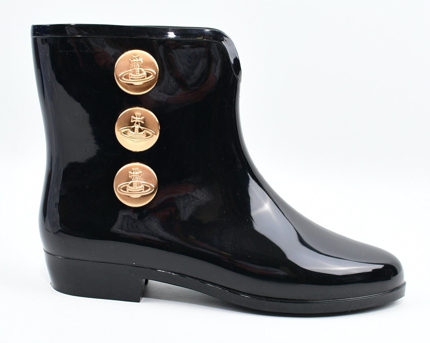 VIVIENNE WESTWOOD + MELISSA Womens Stud Booties, Wellies, Black size UK 4