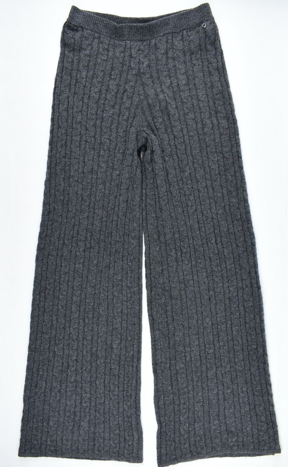 GUESS Womens TAMARA Cable Knit Trousers Pants, Charcoal Grey, size S /UK 8