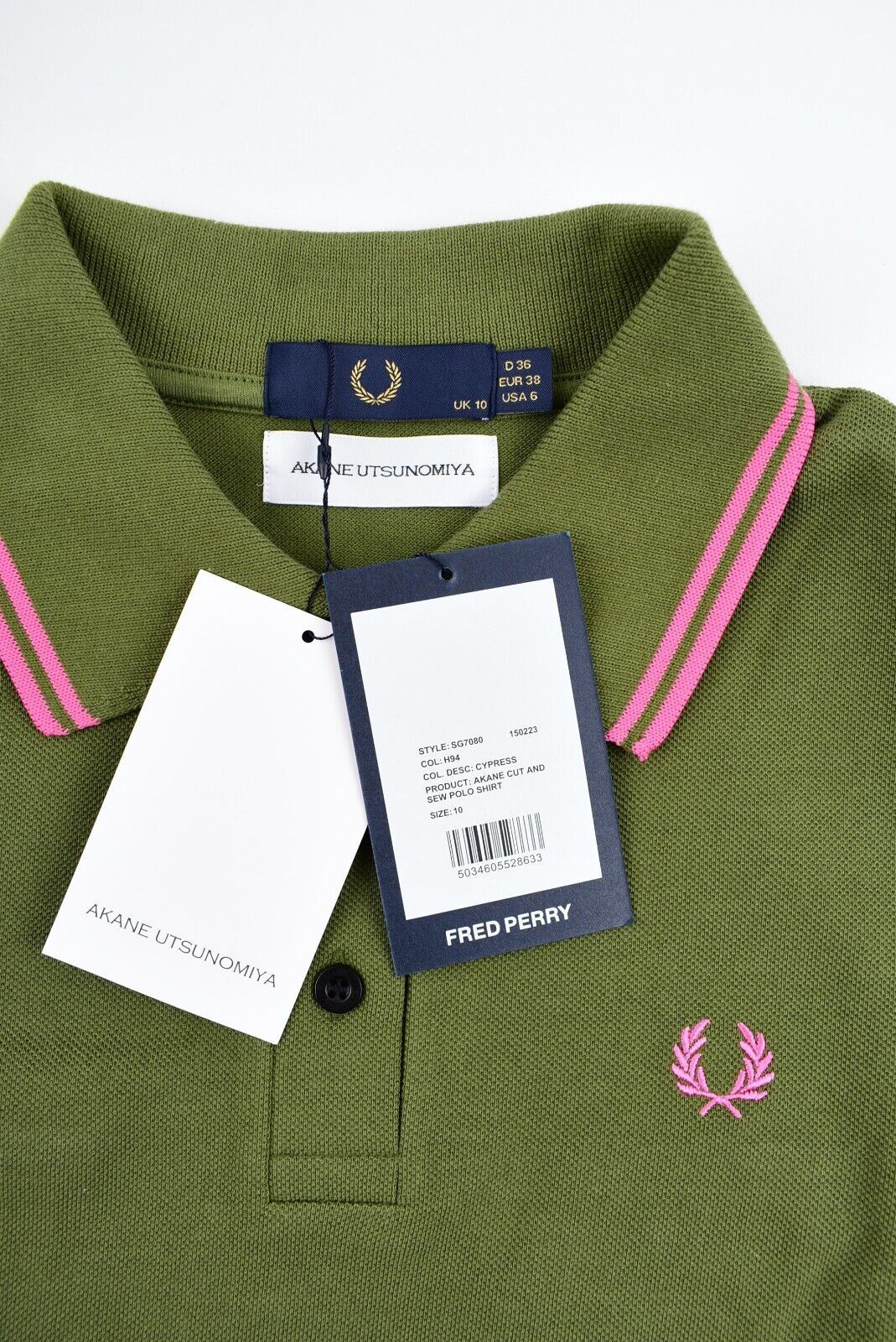 FRED PERRY x AKANE UTSUNOMIYA Womens Cut and Sew Polo Shirt , size UK 10