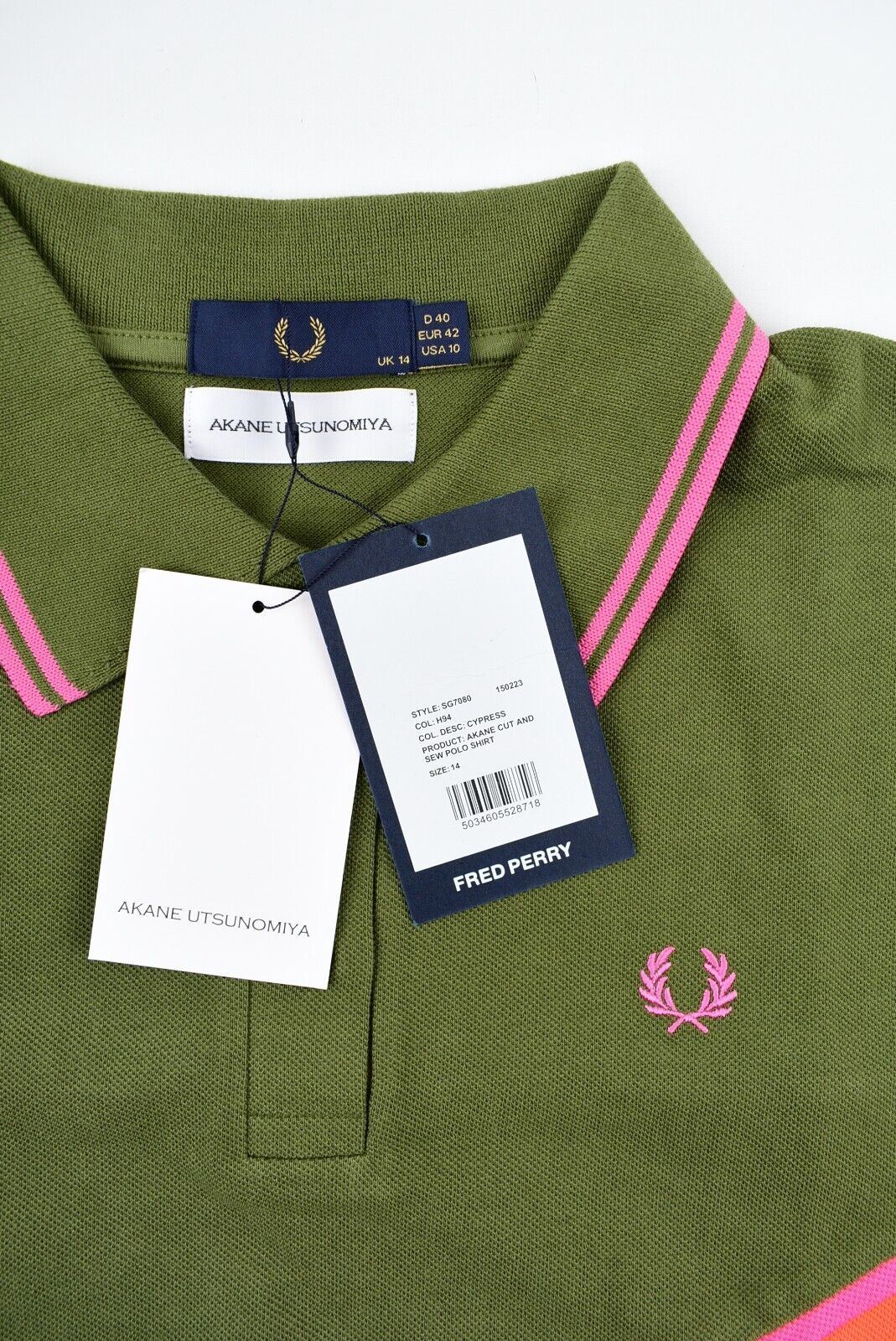 FRED PERRY x AKANE UTSUNOMIYA Womens Cut and Sew Polo Shirt , size UK 14