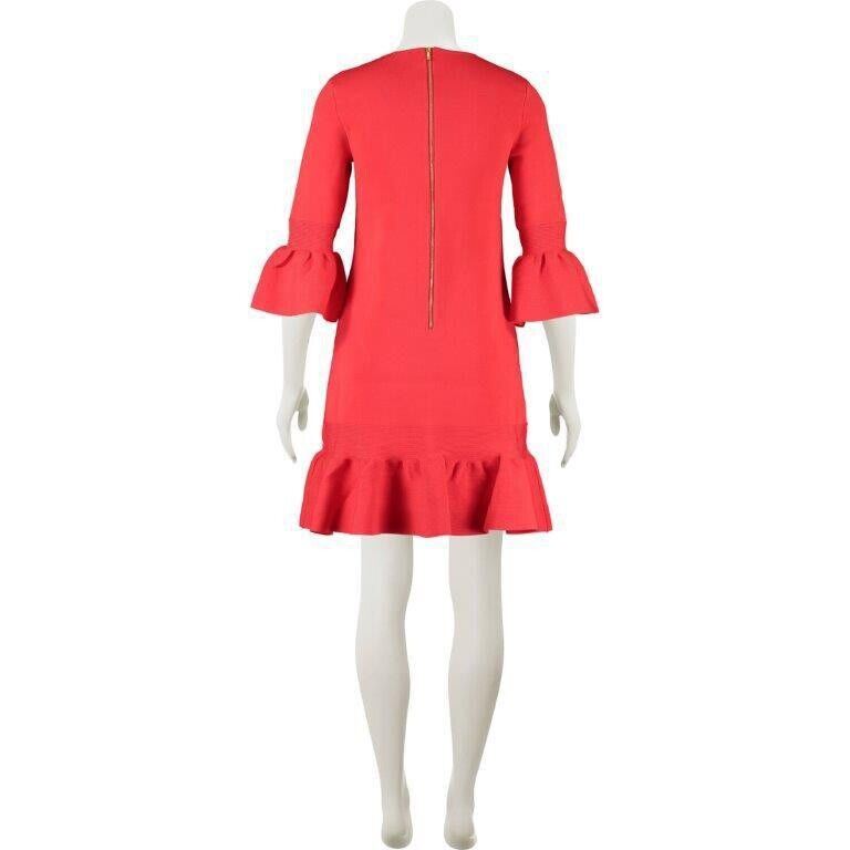 TED BAKER Women's Red Peplum Sleeve Knitted Dress Ted Baker Size 4 UK Size Large