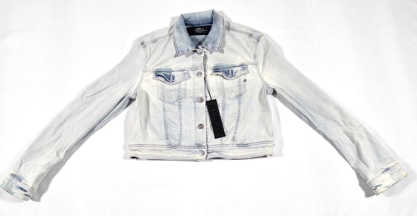 REPLAY Women's Blue Cropped Denim Jacket Size Medium