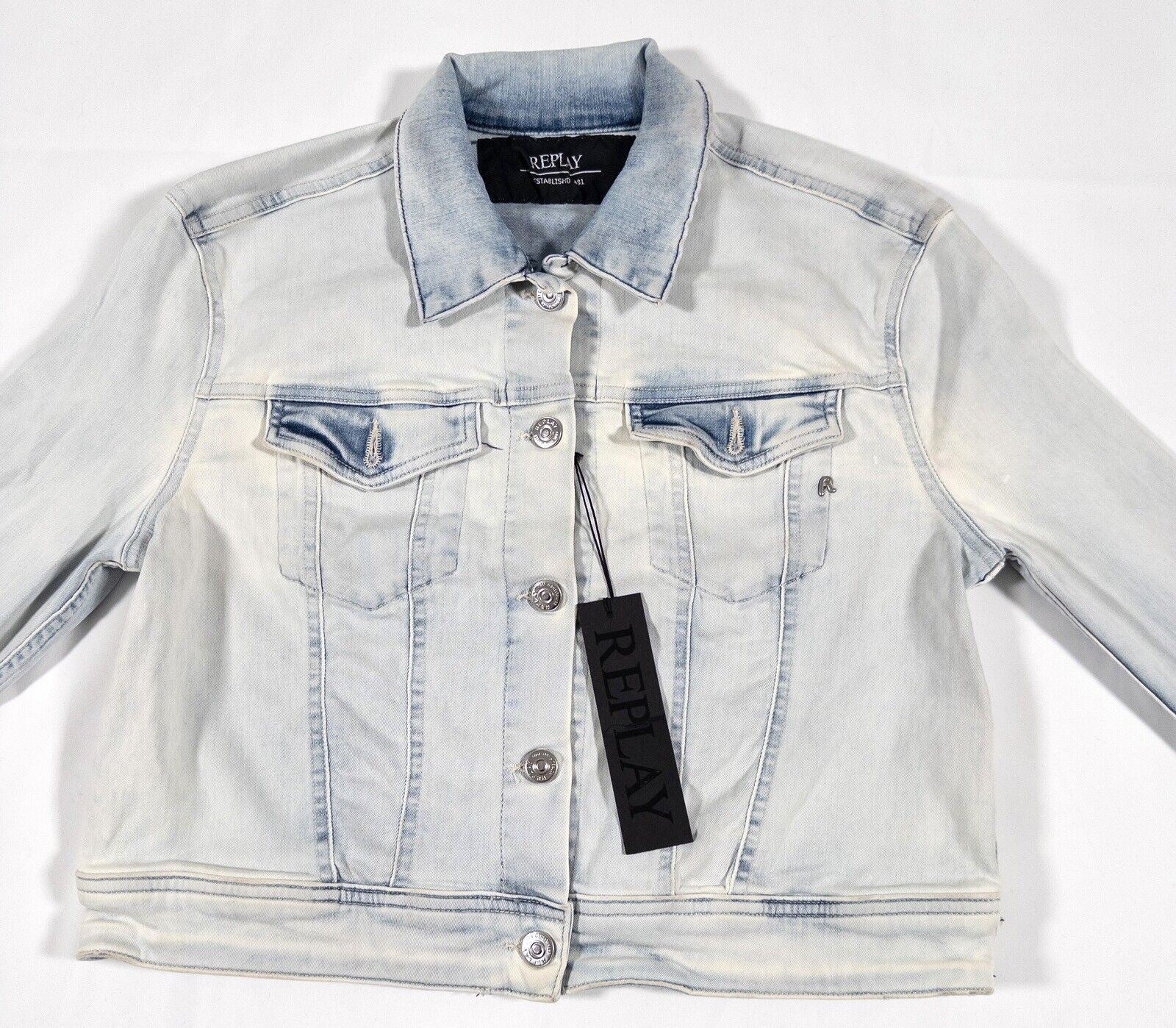 REPLAY Women's Blue Cropped Denim Jacket Size Medium