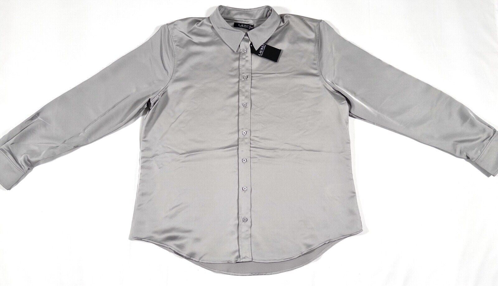 RALPH LAUREN Women's Grey Shirt Blouse Silky Feel Top Size UK XL Extra Large