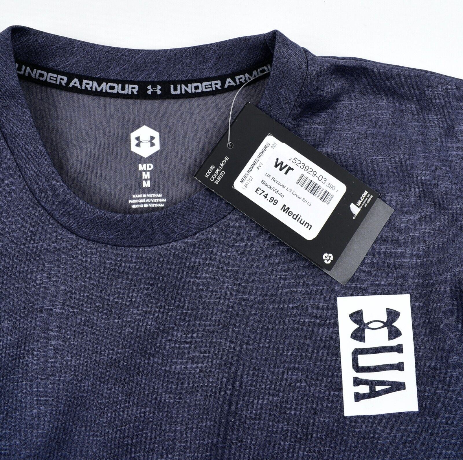 UNDER ARMOUR Recover Mens Long Sleeve Performance Crew Top, Grey, size M