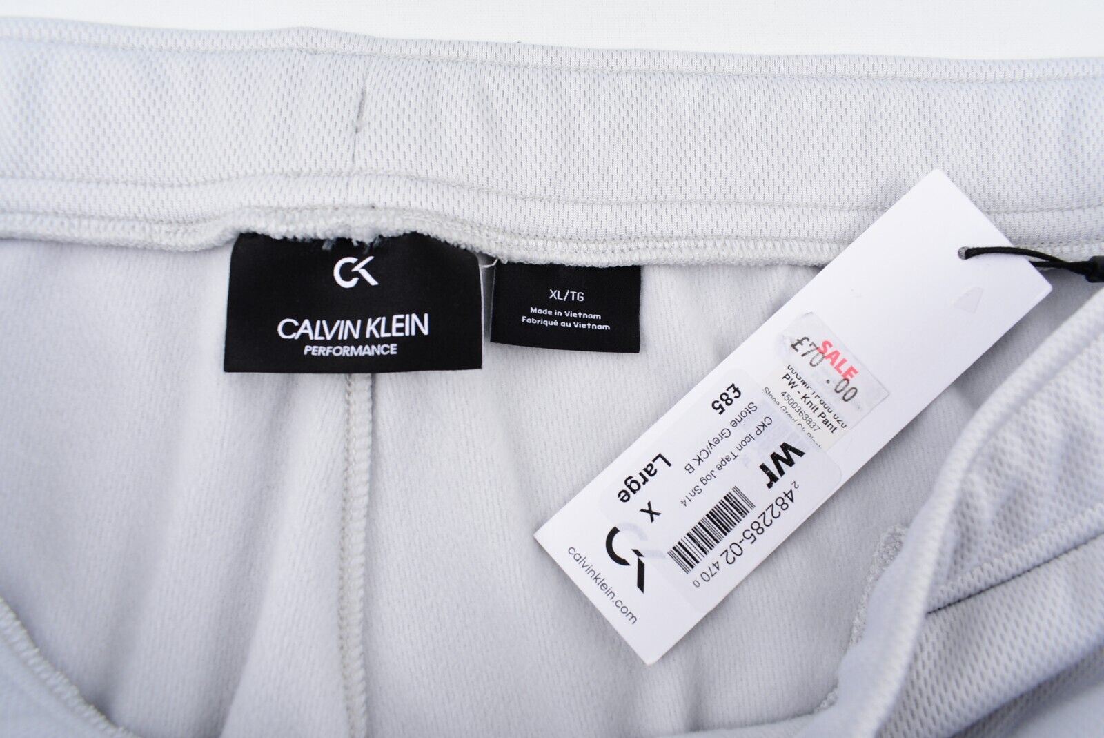 CALVIN KLEIN PERFORMANCE Icon Clash Mens Joggers, Light Grey, size XL