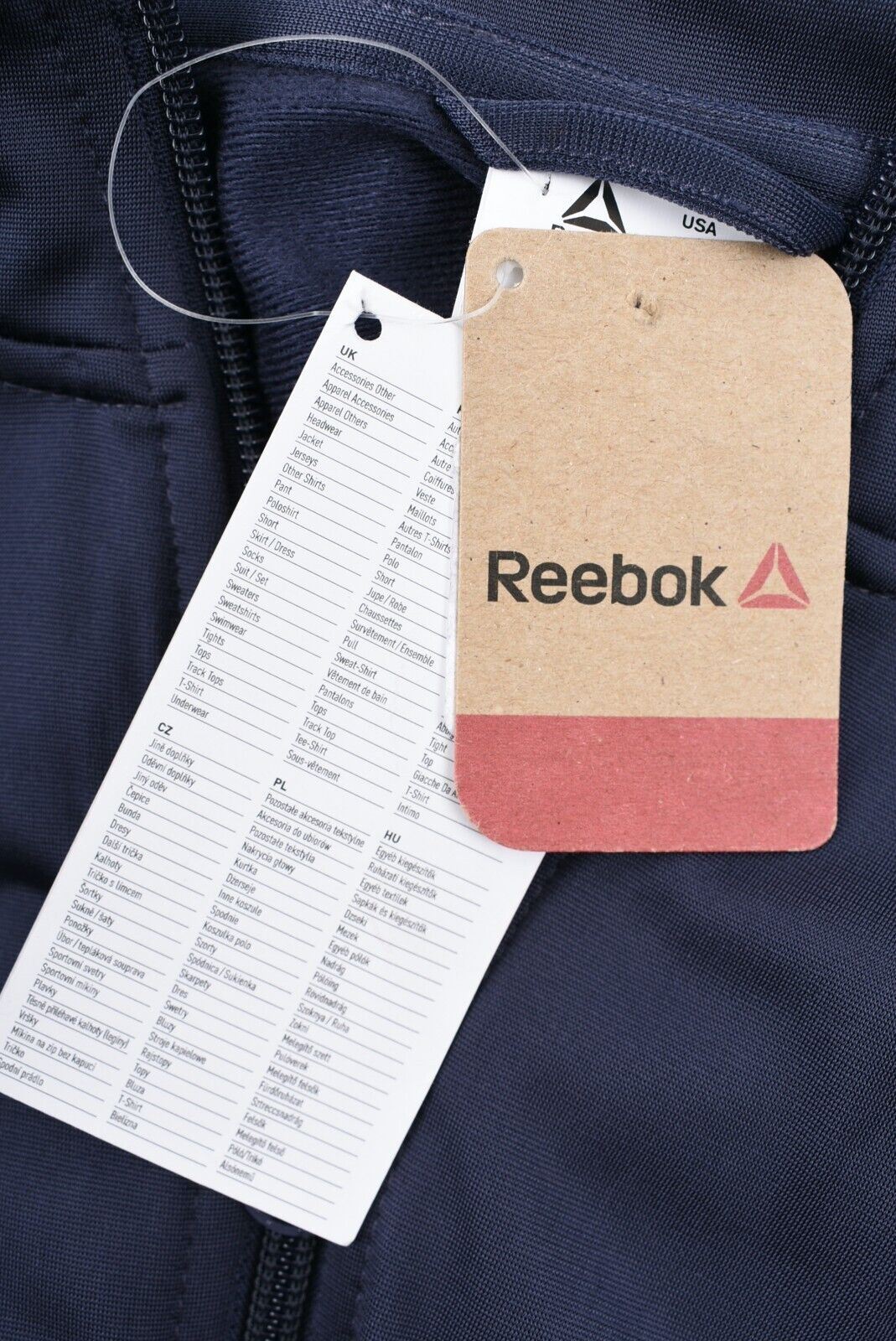 REEBOK Mens Zip Up Track Jacket, Track Top, Heritage Navy, size SMALL
