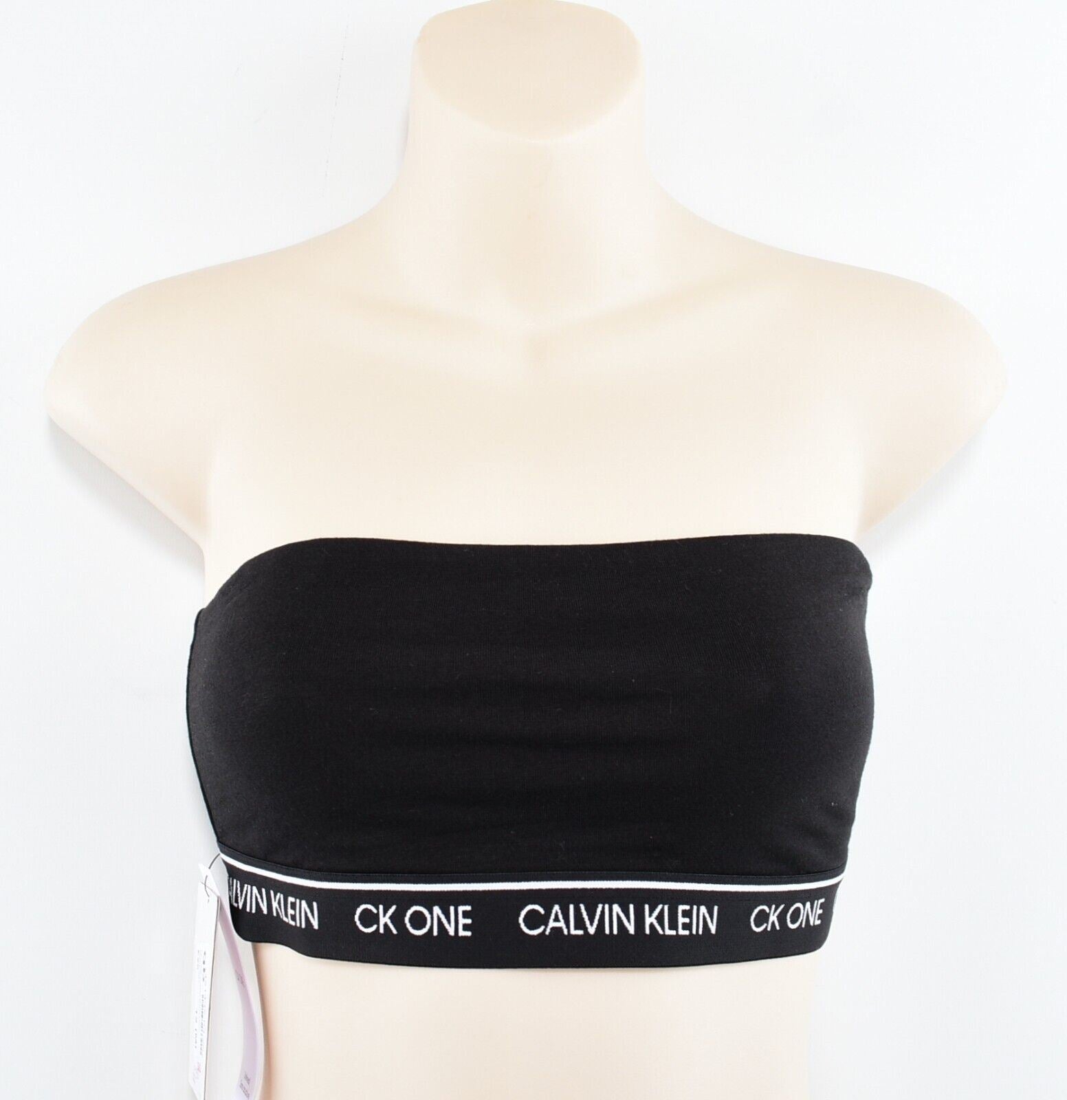 CALVIN KLEIN CK ONE Womens Cotton Bandeau Top, Black, size M /UK 12