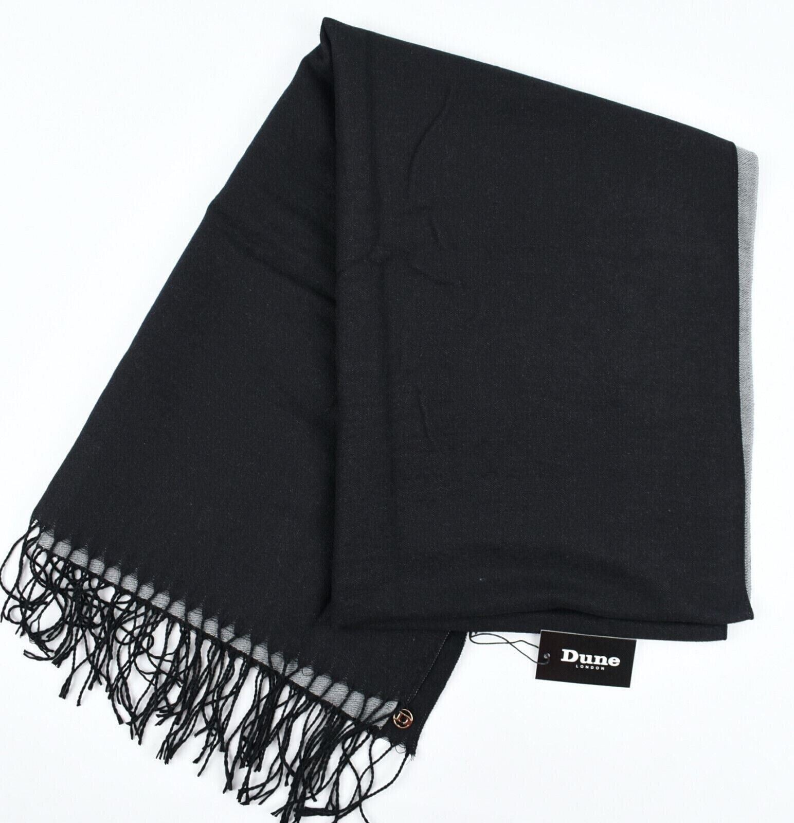 DUNE Womens LINITA Double Sided Scarf, Black/Grey, 140cm x 90cm