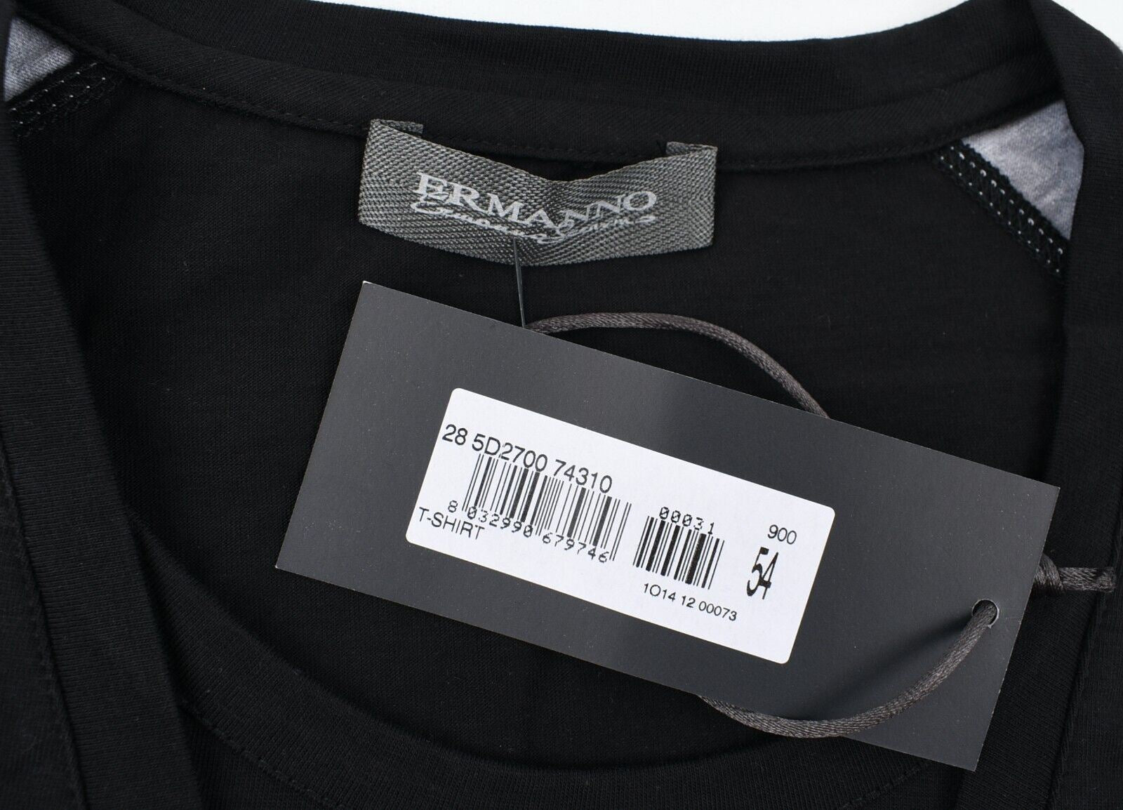 ERMANNO SCERVINO Mens T-shirt Top, Graphic Print at The Back, Black/Grey, size L