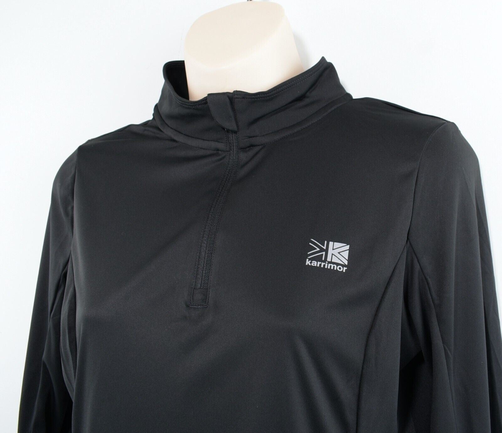 KARRIMOR Womens 1/4 Zip Long Sleeve Running Top, Black, size M /UK 10