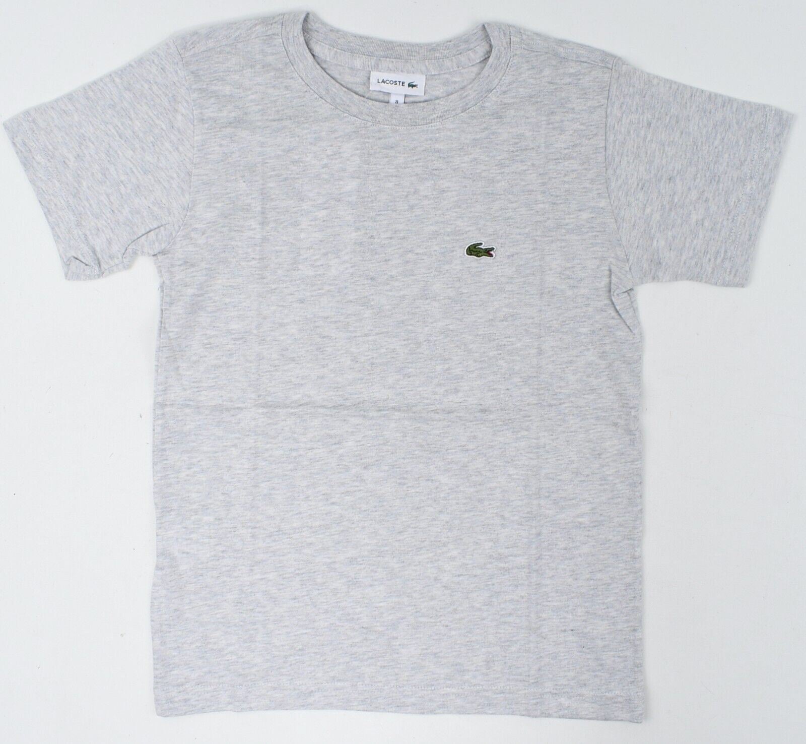 LACOSTE Boys Kids Classic Crew Neck T-shirt, Grey Heather size 8 years / 128cm
