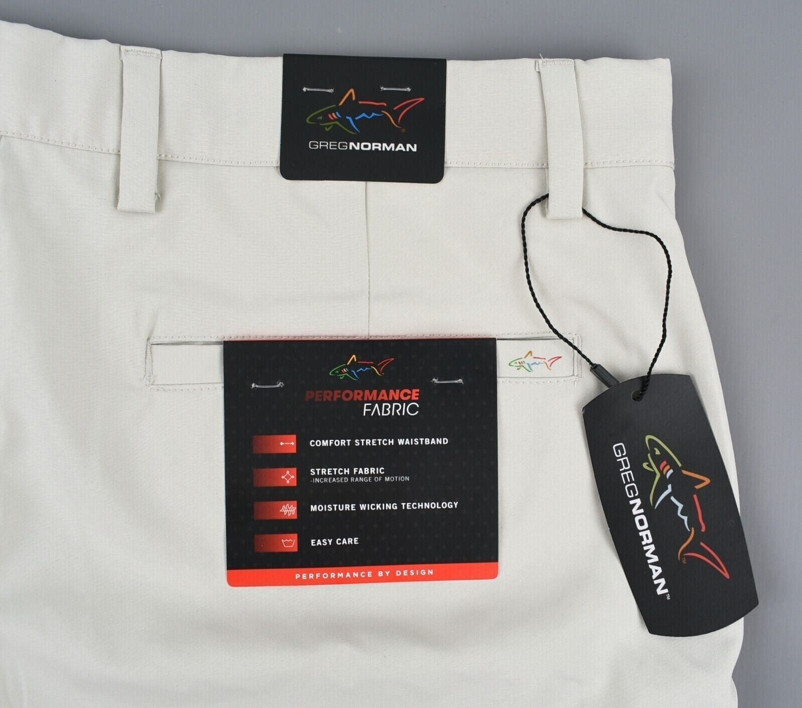 GREG NORMAN Golf Mens Performance Shorts, Stone Beige, size W36