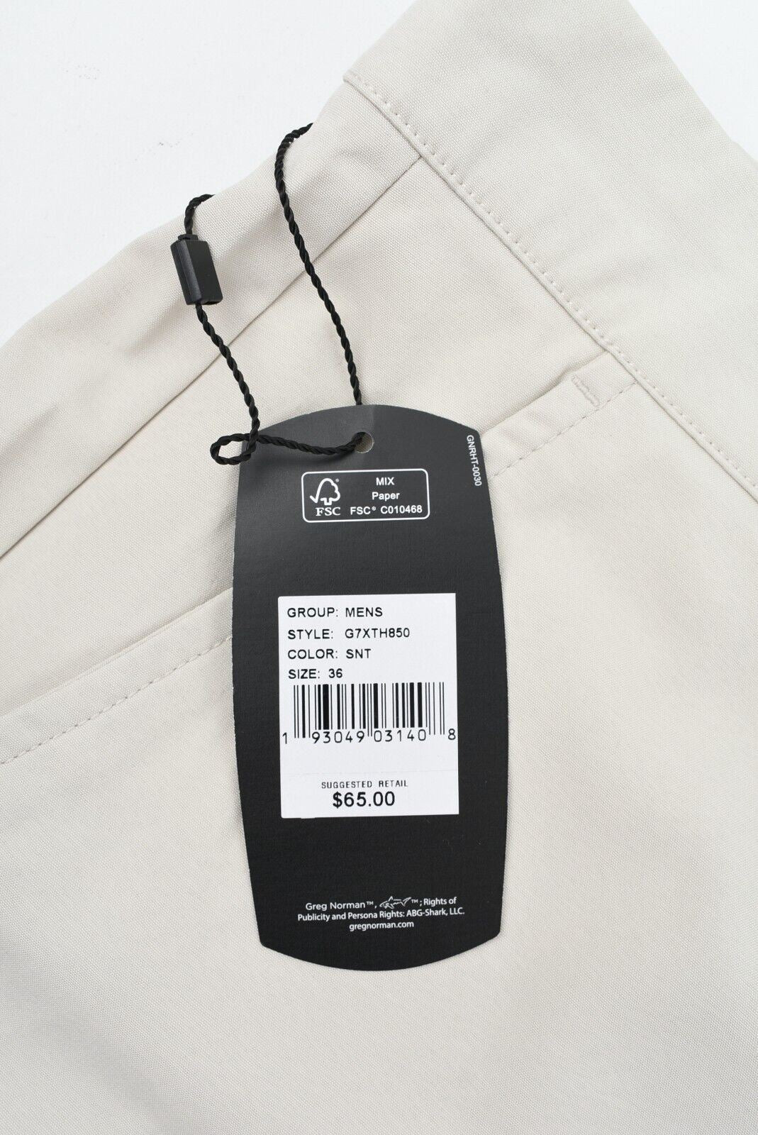 GREG NORMAN Golf Mens Performance Shorts, Stone Beige, size W36