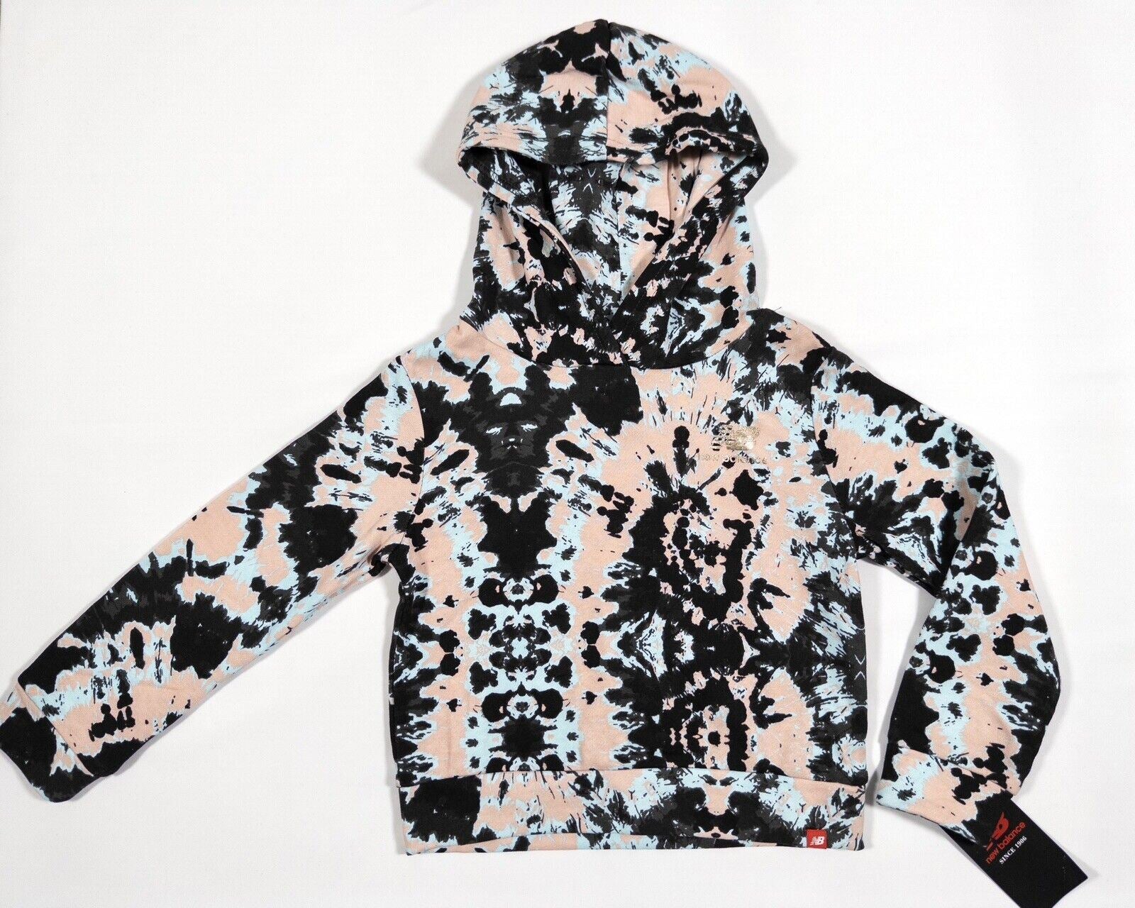 NEW BALANCE Kids Girls Tie Dye Pink Black Green Hoodie Jumper Size UK 4 Years