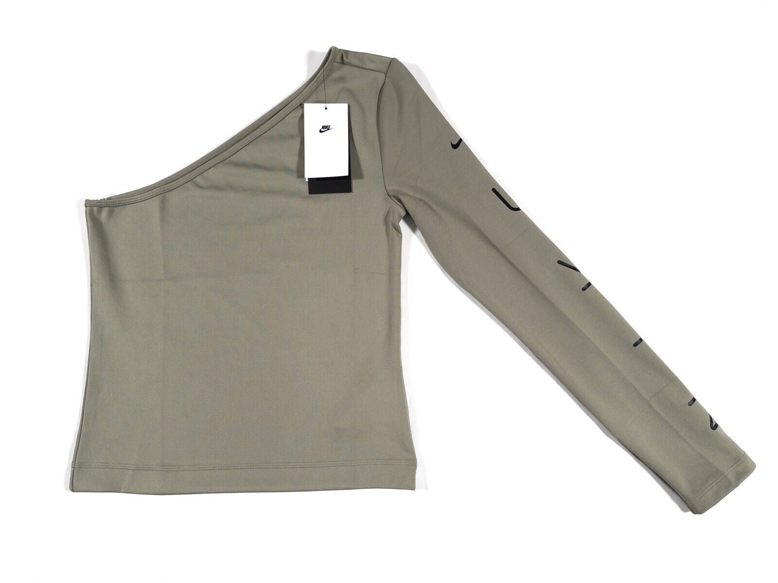 NIKE Women's One Shoulder Top Khaki Green Size UK Medium