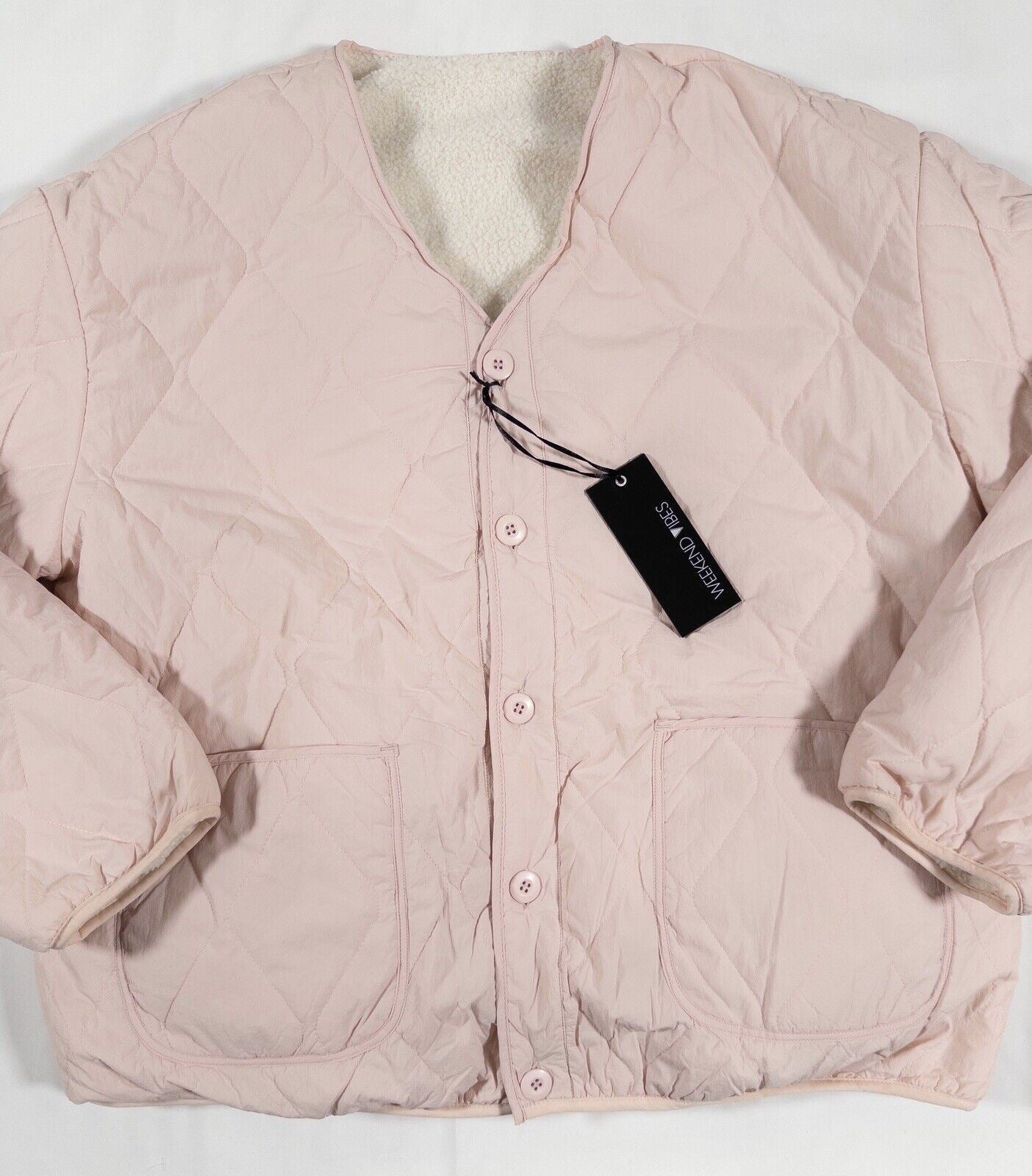 WEEKEND VIBES Women's Pink Reversible Jacket Quilted/Teddy Fleece Size UK 16