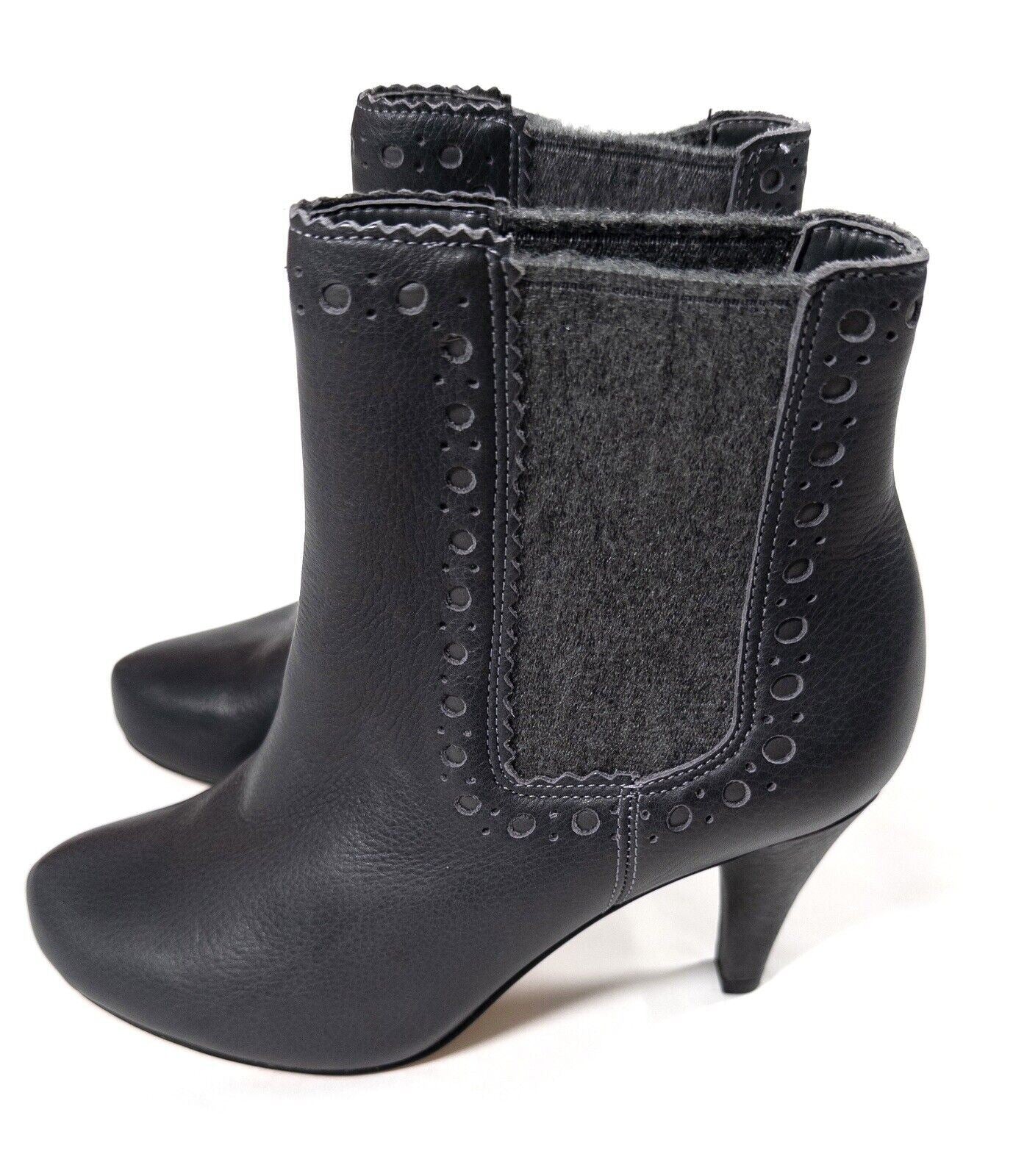 CLARKS Women's Dark Grey Leather Ankle Boots Size UK 3.5