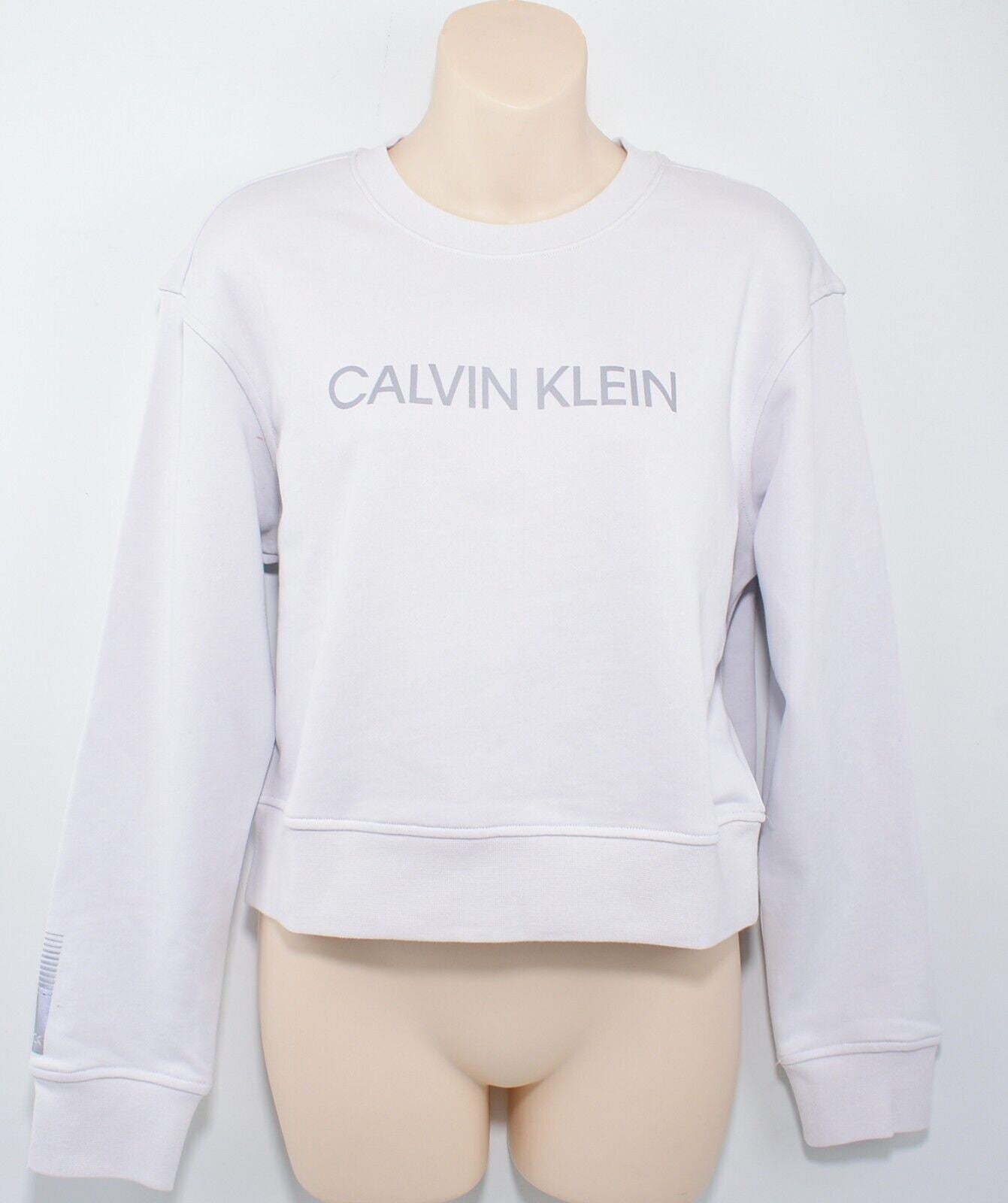 CALVIN KLEIN Womens Girls Cropped Sweatshirt, Nimbus Cloud (grey), size S /UK 10