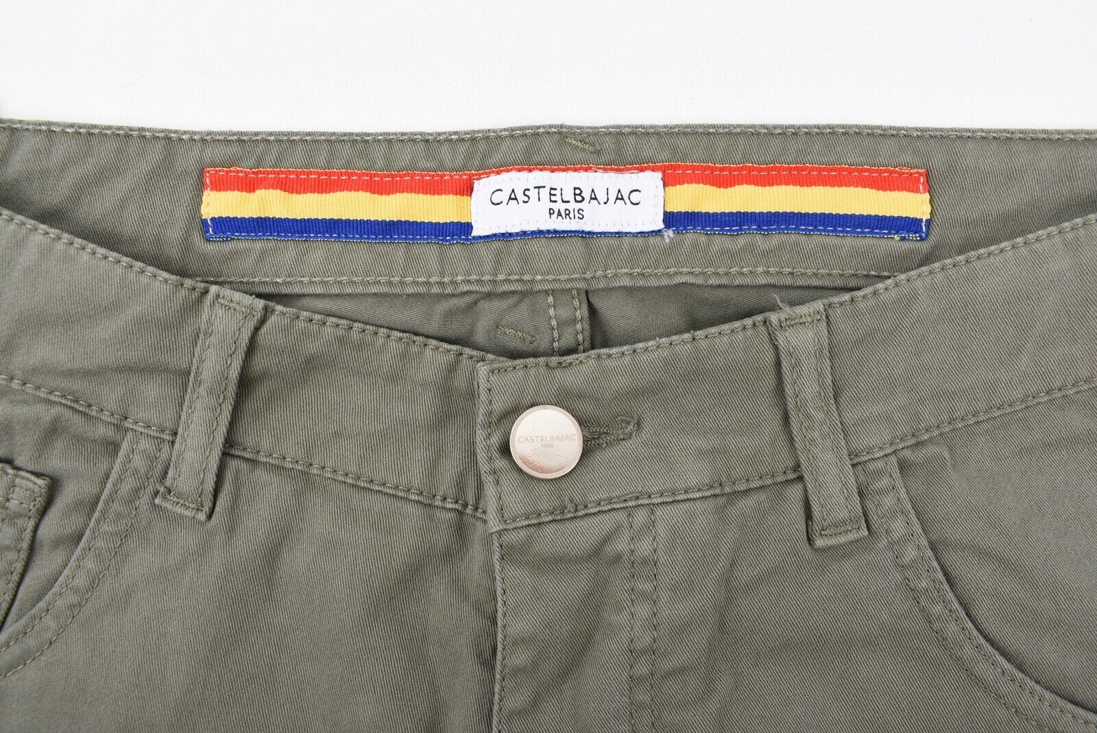 CASTELBAJAC Mens Straight-Tapered Leg Jeans, Khaki Green, size W33