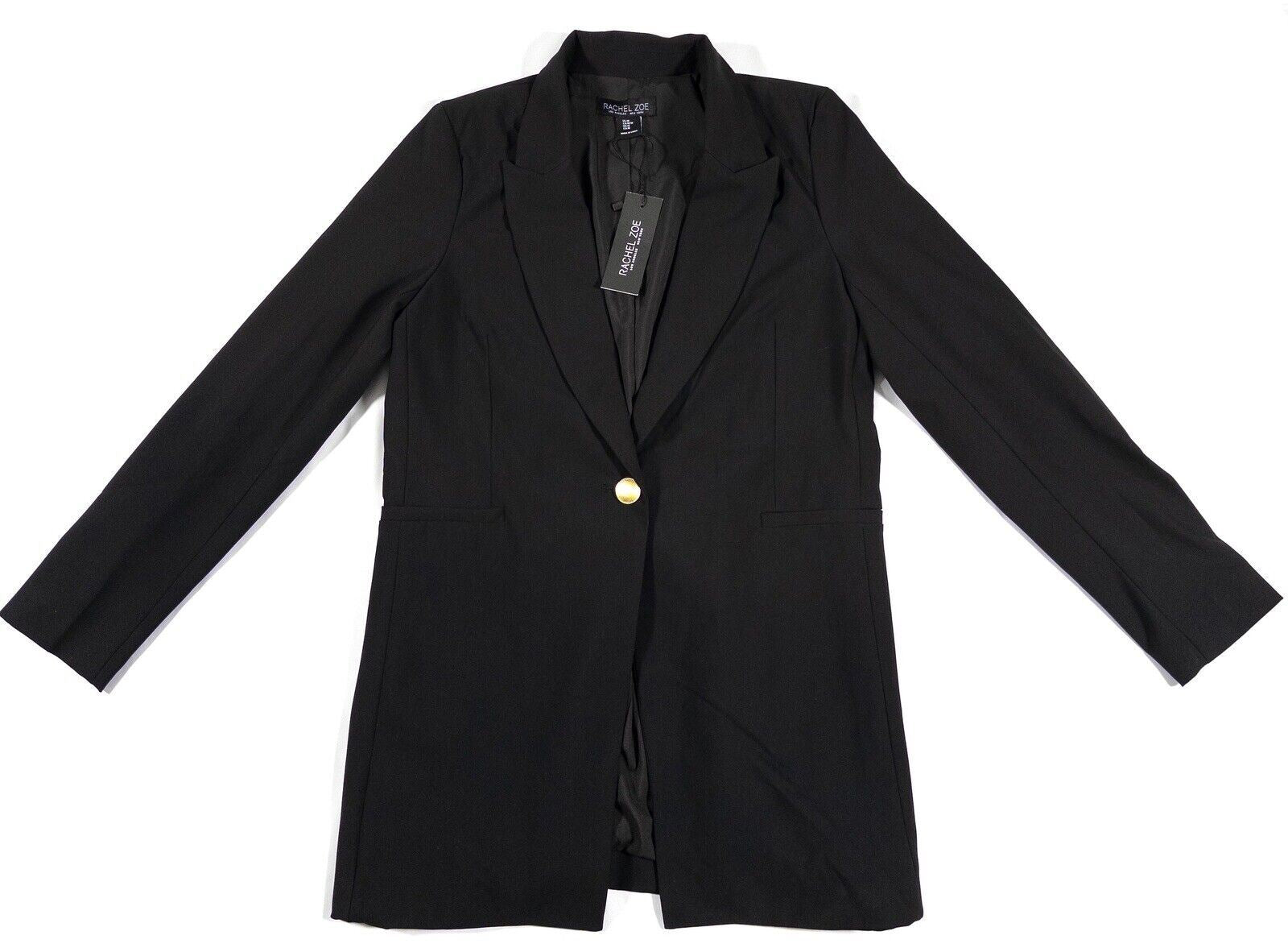 RACHEL ZOE Women's Blazer Jacket Long Black Size UK Medium