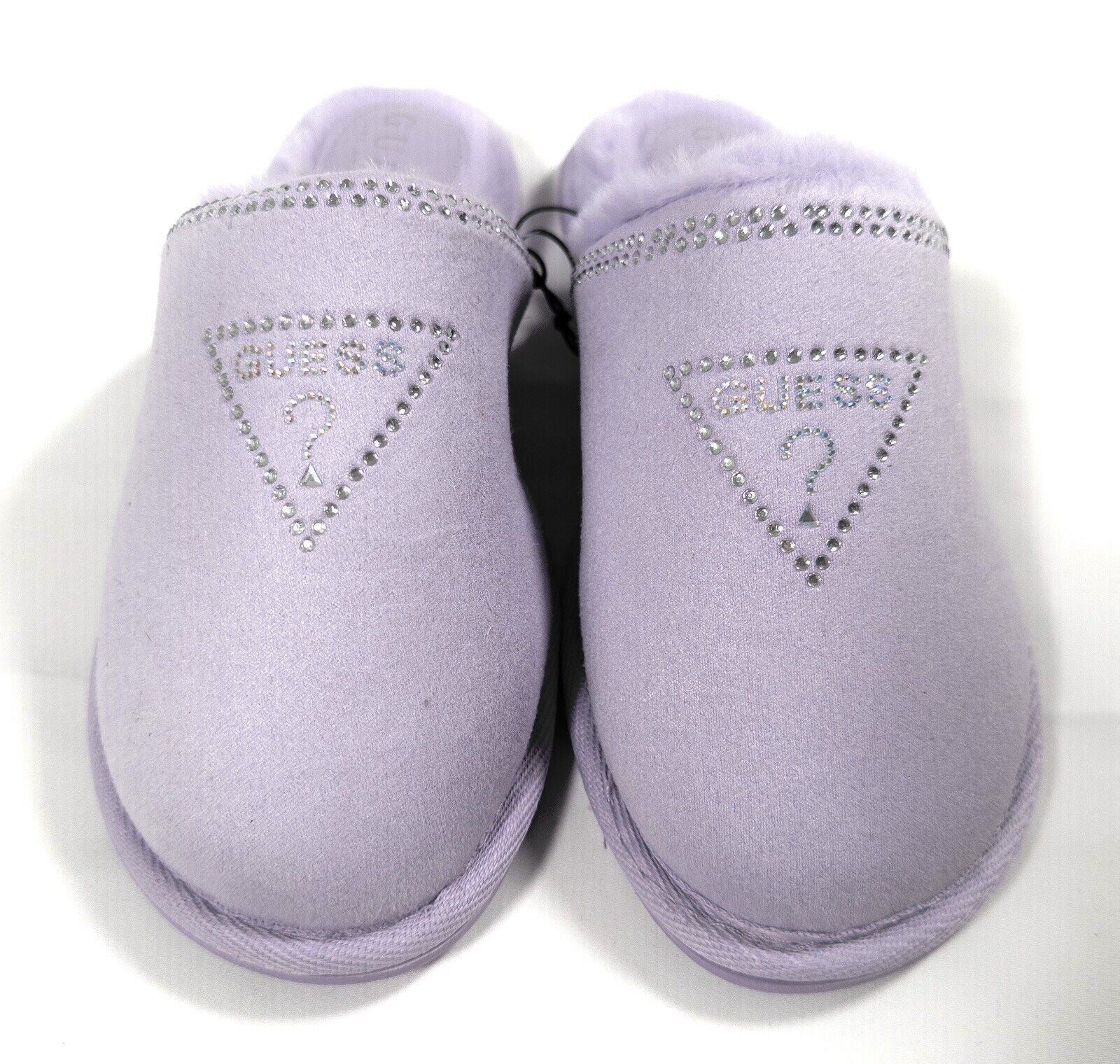Guess Women's Slippers Lilac Slip On Slippers Fluffy Size UK 7