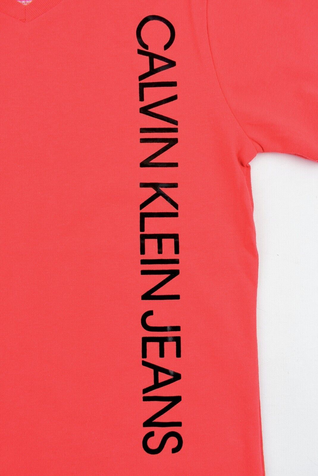 CALVIN KLEIN Boys Kids Logo Print V-neck T-shirt, Fireside Red, size years 6