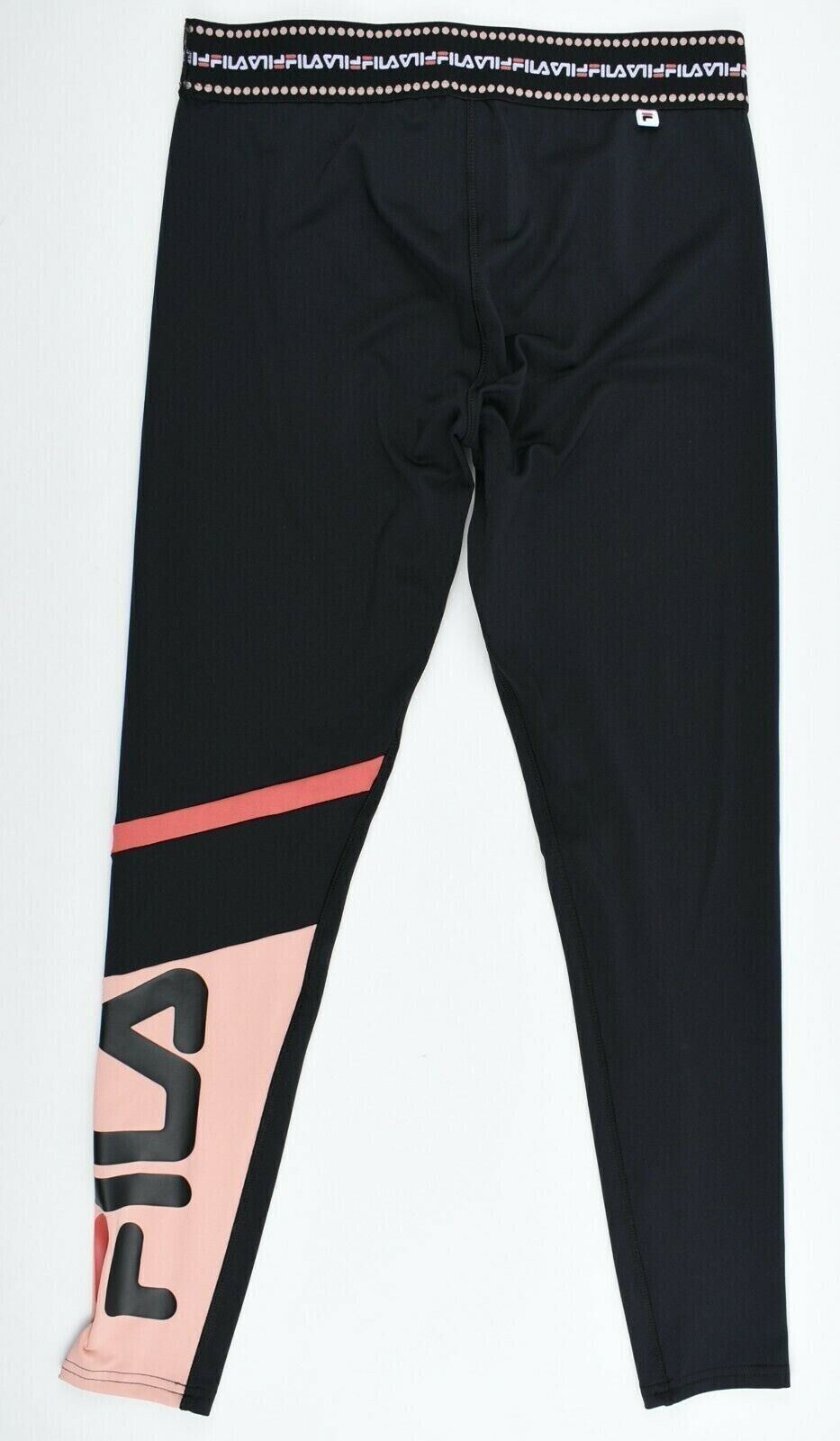 FILA Womens SANYA Activewear Gym Leggings, Black/Pink, size SMALL