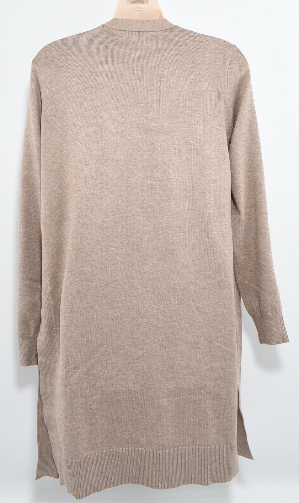 RETROLOGY Womens Open Front Longline Cardigan, Truffle Heather, size MEDIUM