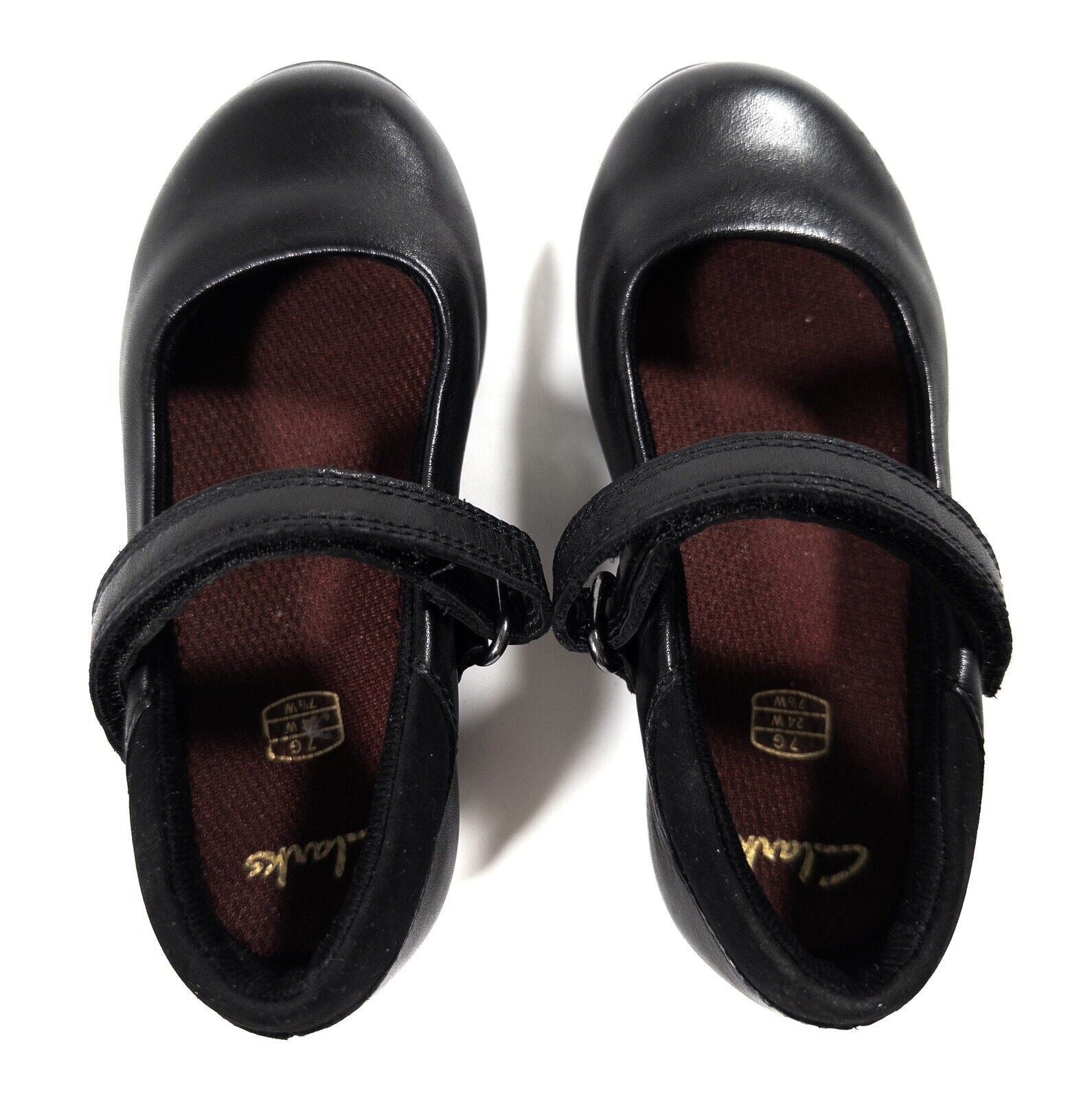 CLARKS Kids Girls Black School Shoes Strappy Size UK 7 G