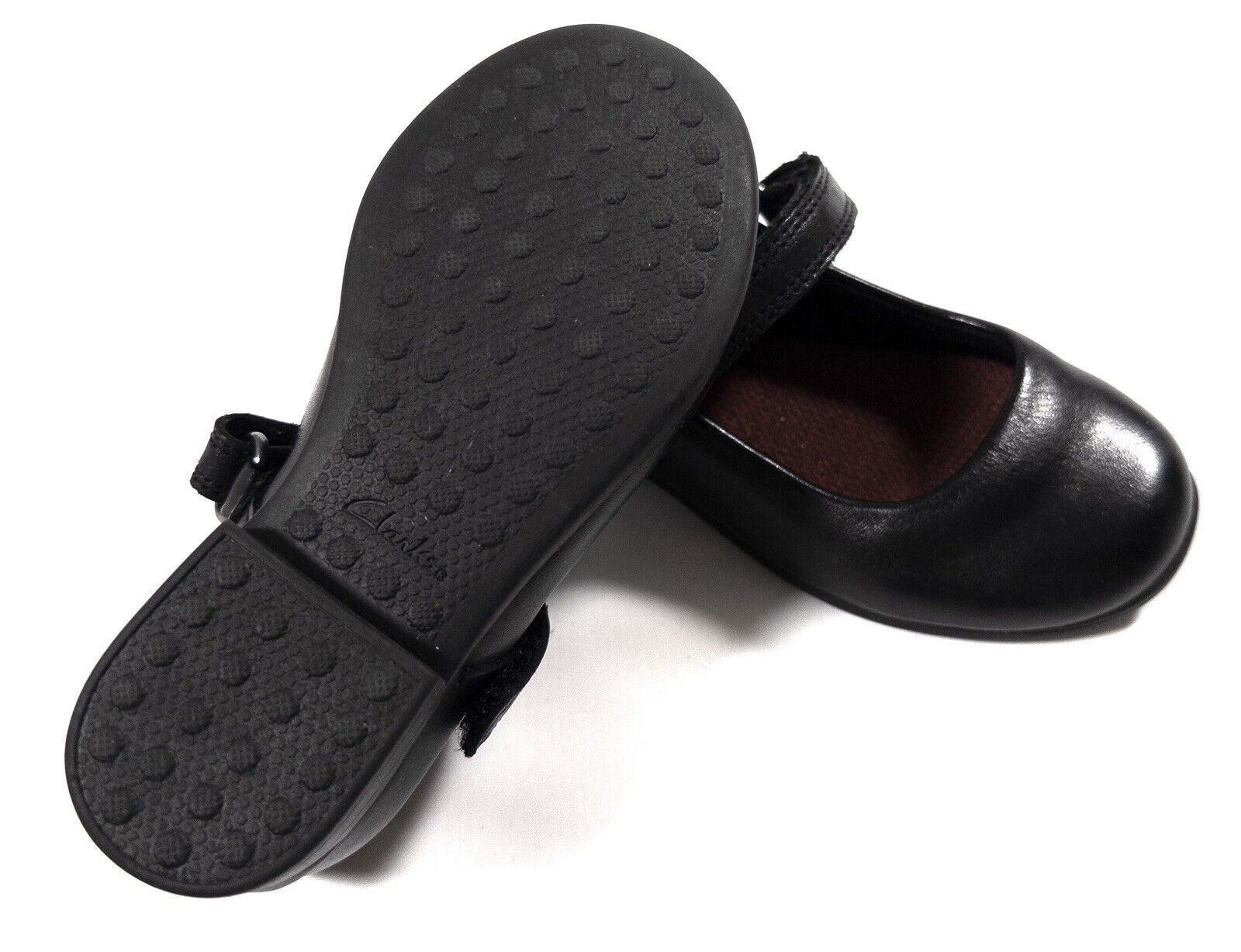 CLARKS Kids Girls Black School Shoes Strappy Size UK 7 G