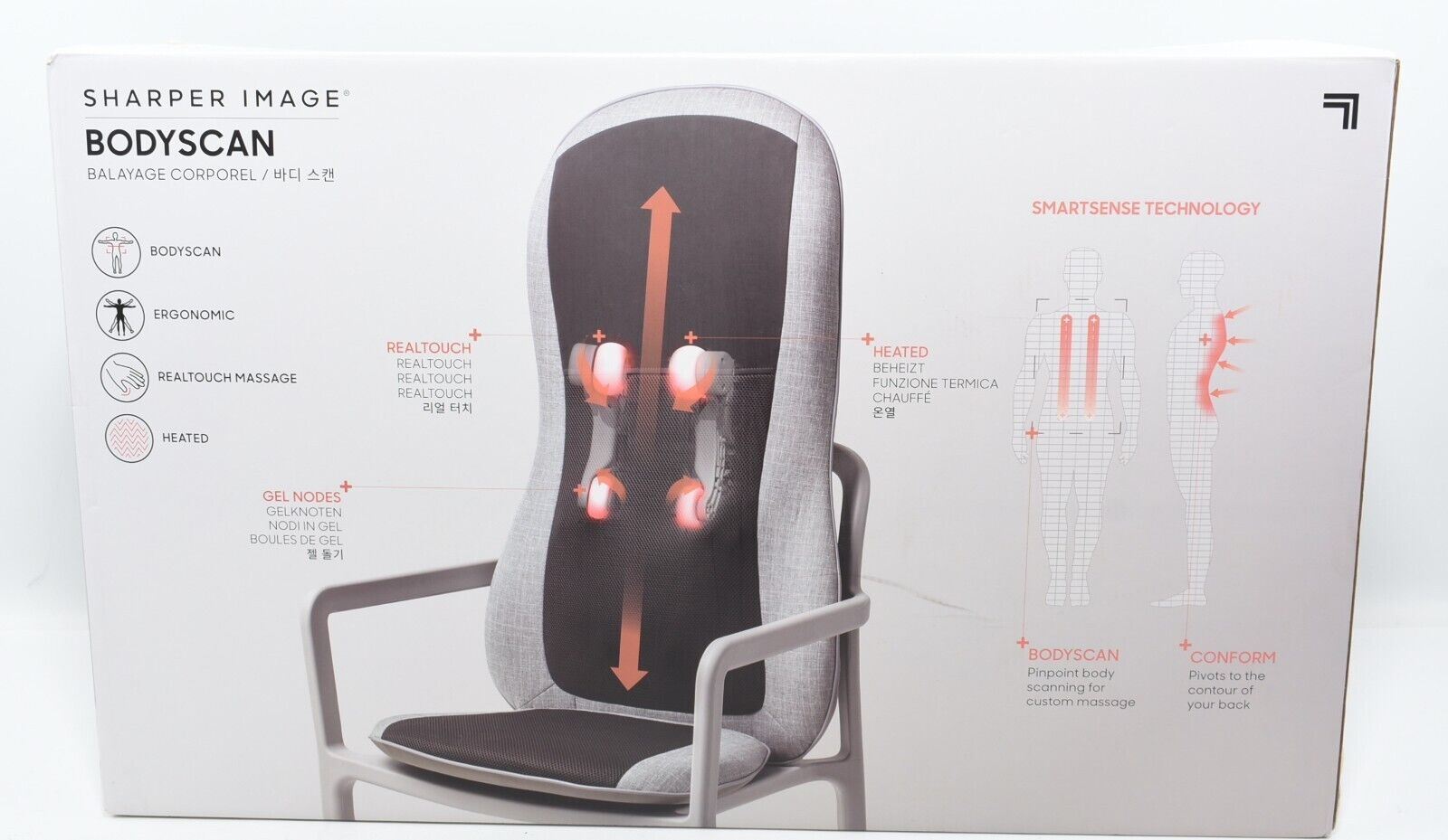 Bodyscan Shiatsu Massage Chair Cushion by Sharper Image, Boxed